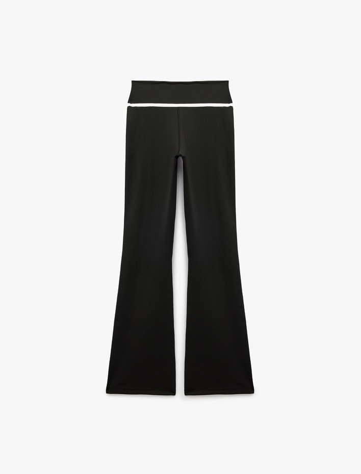  Yüksek Bel Slim Fit Biyeli İspanyol Paça Spor Tayt