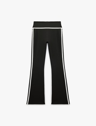 Yüksek Bel Slim Fit Biyeli İspanyol Paça Spor Tayt