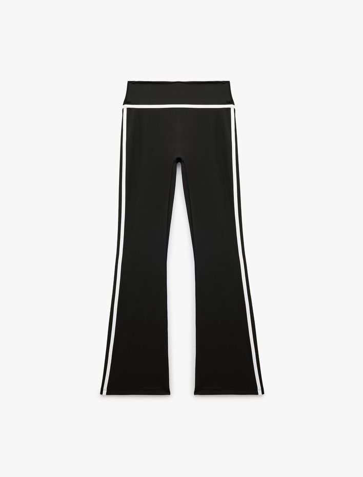  Yüksek Bel Slim Fit Biyeli İspanyol Paça Spor Tayt