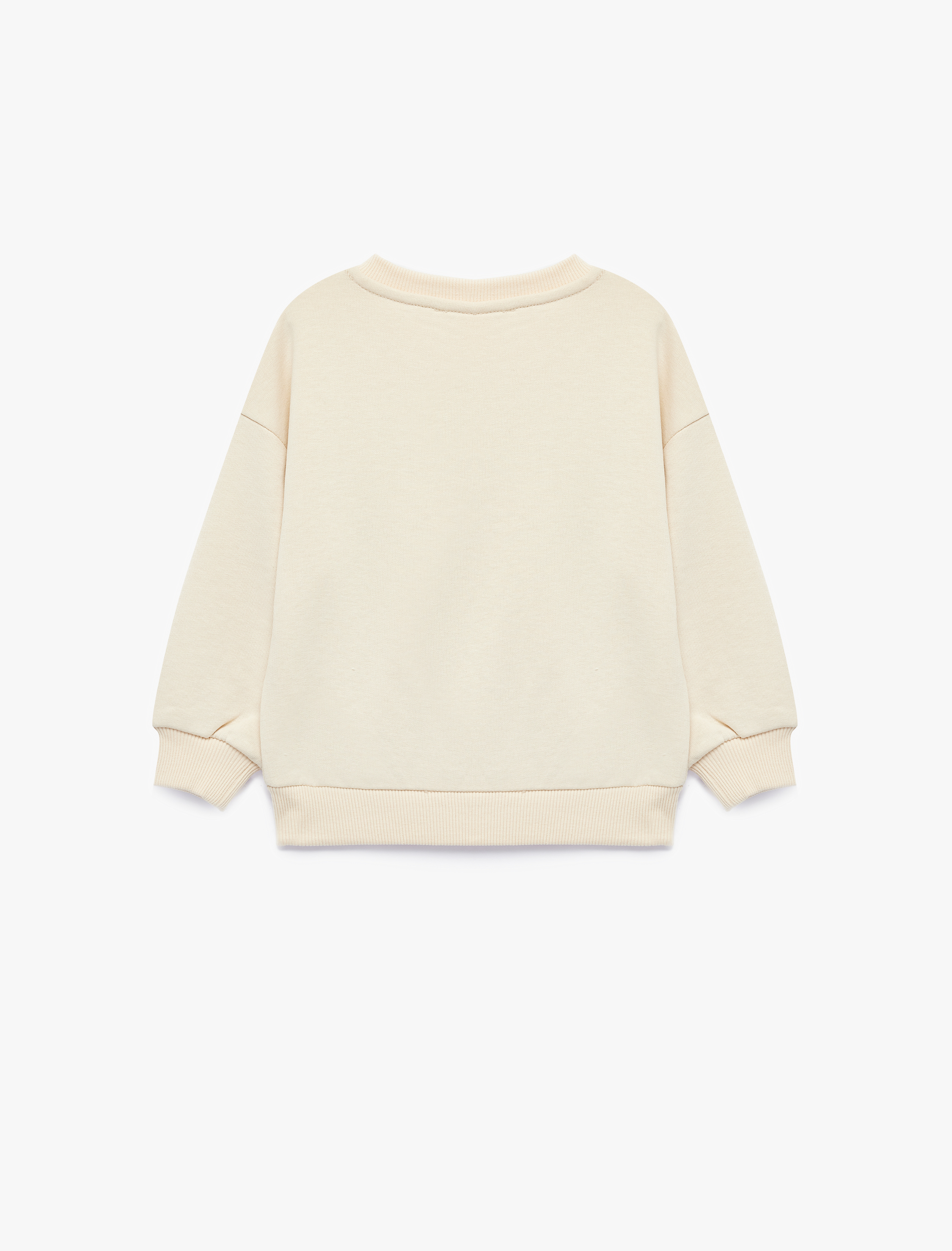  Kız Bebek Uzun Kollu Üç İplik Bisiklet Yaka Ayıcık Baskılı Sweatshirt