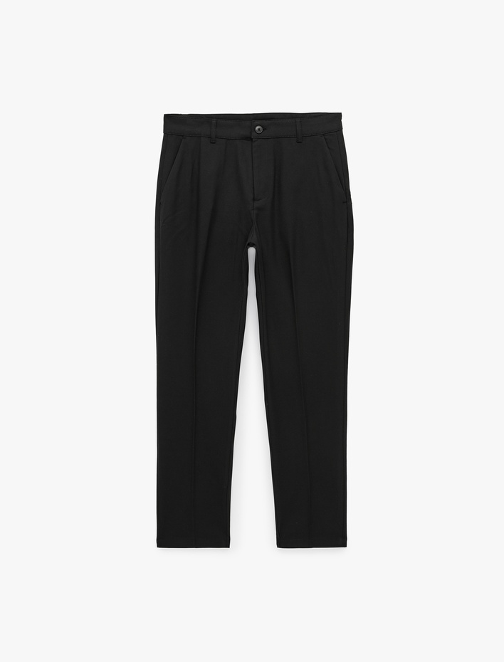  Viskon Cepli Slim Fit Pileli Kumaş Pantolon