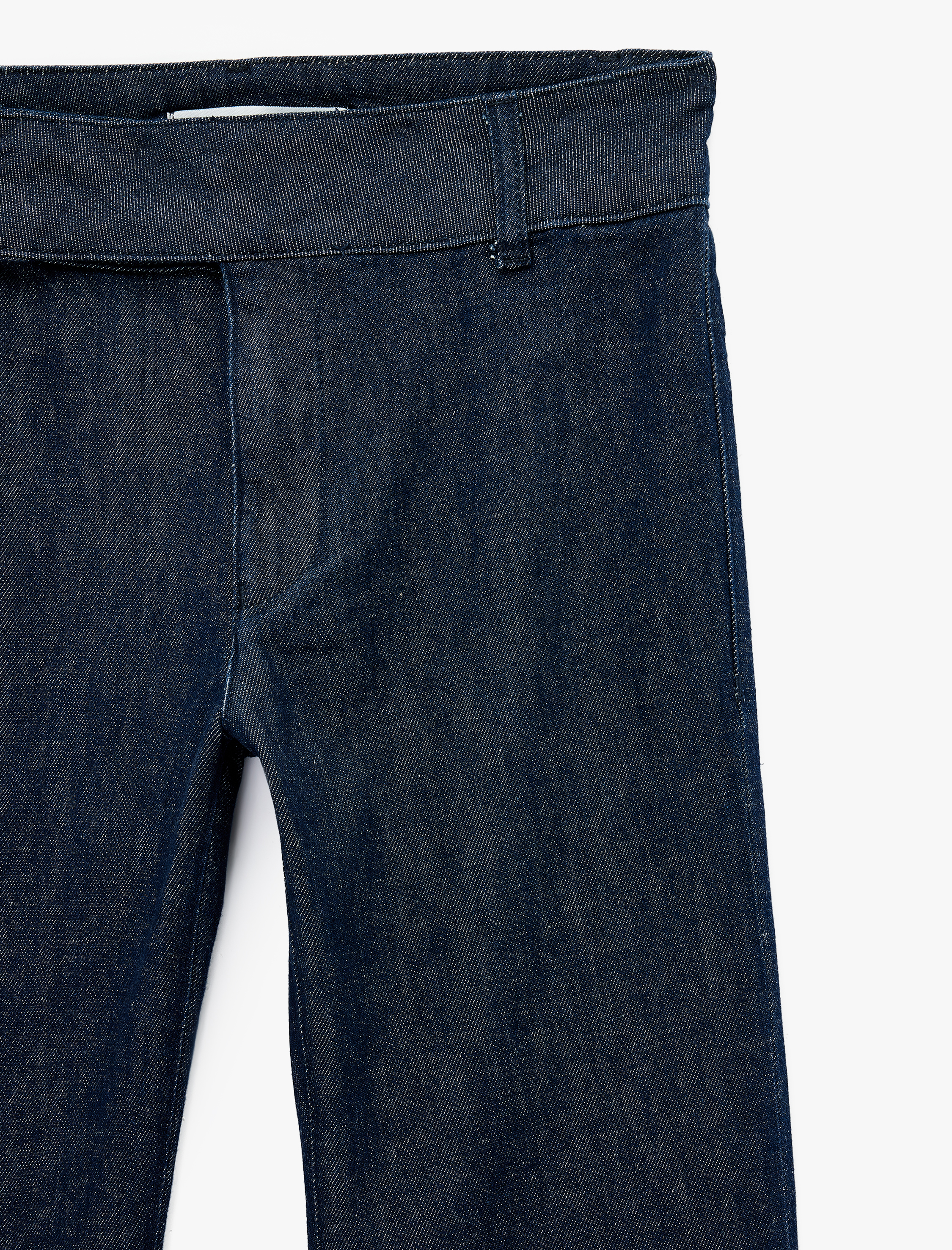   Kemer Detaylı Normal Bel Dar Kesim Pamuklu İspanyol Paça Denim Pantolon - Flare Jeans