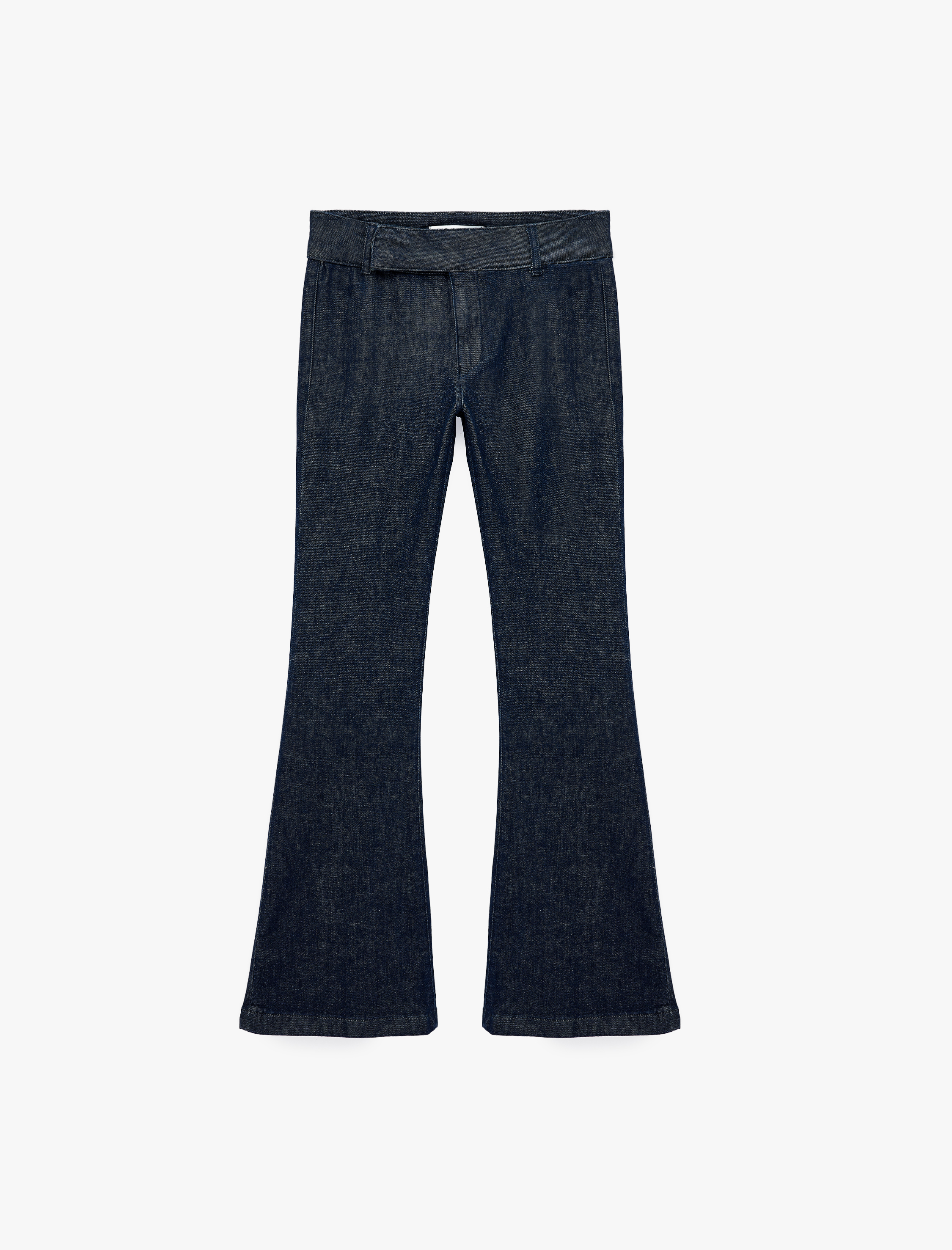   Kemer Detaylı Normal Bel Dar Kesim Pamuklu İspanyol Paça Denim Pantolon - Flare Jeans