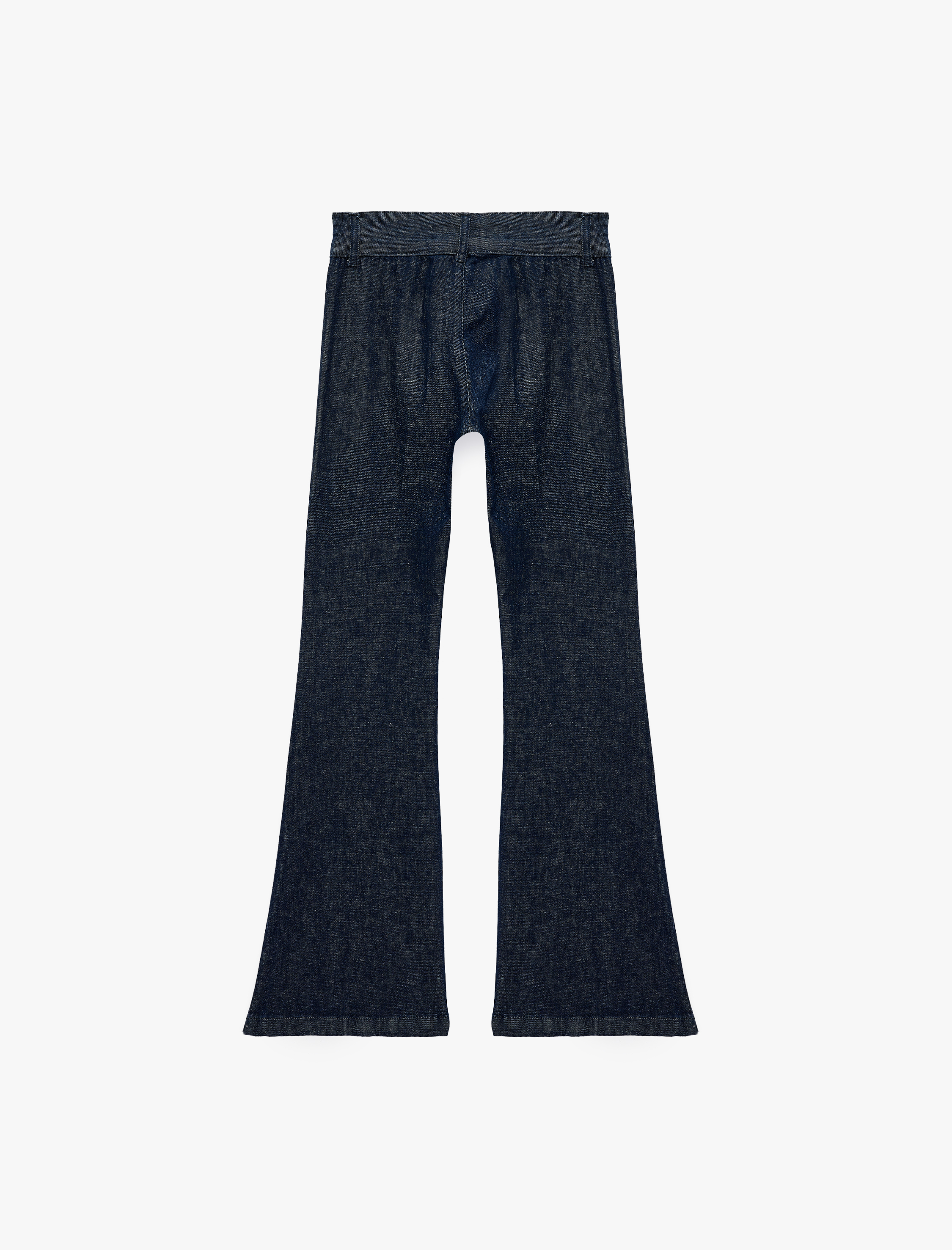   Kemer Detaylı Normal Bel Dar Kesim Pamuklu İspanyol Paça Denim Pantolon - Flare Jeans