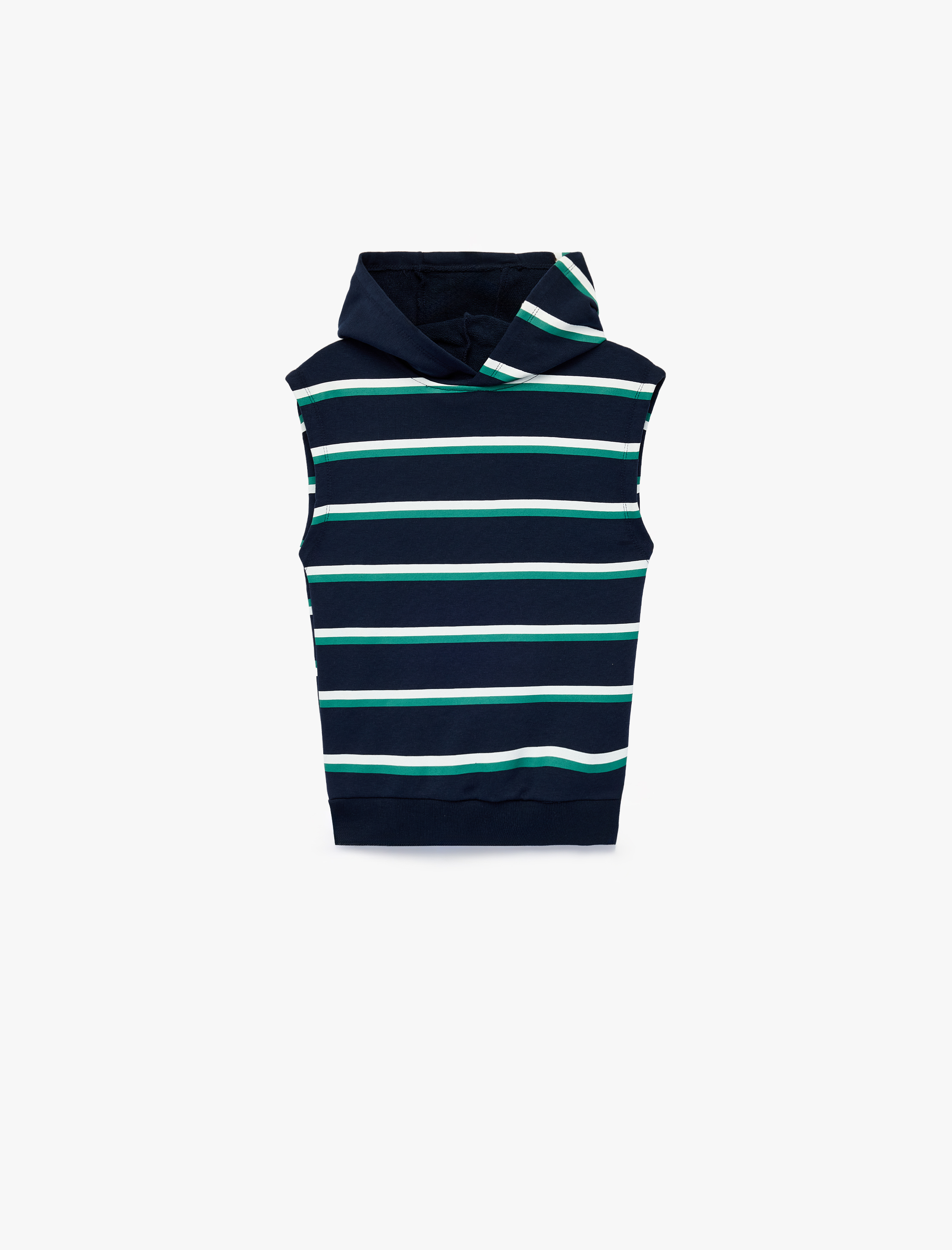  Erkek Çocuk Üç İplik Baskılı Oversize Kapşonlu Kolsuz Sweatshirt