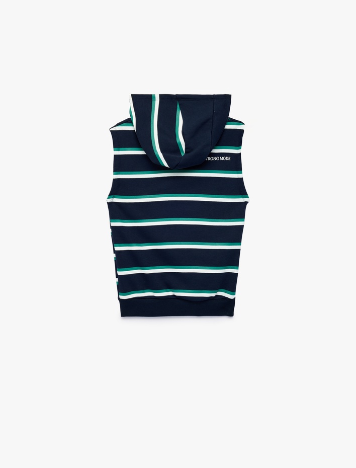 Erkek Çocuk Üç İplik Baskılı Oversize Kapşonlu Kolsuz Sweatshirt