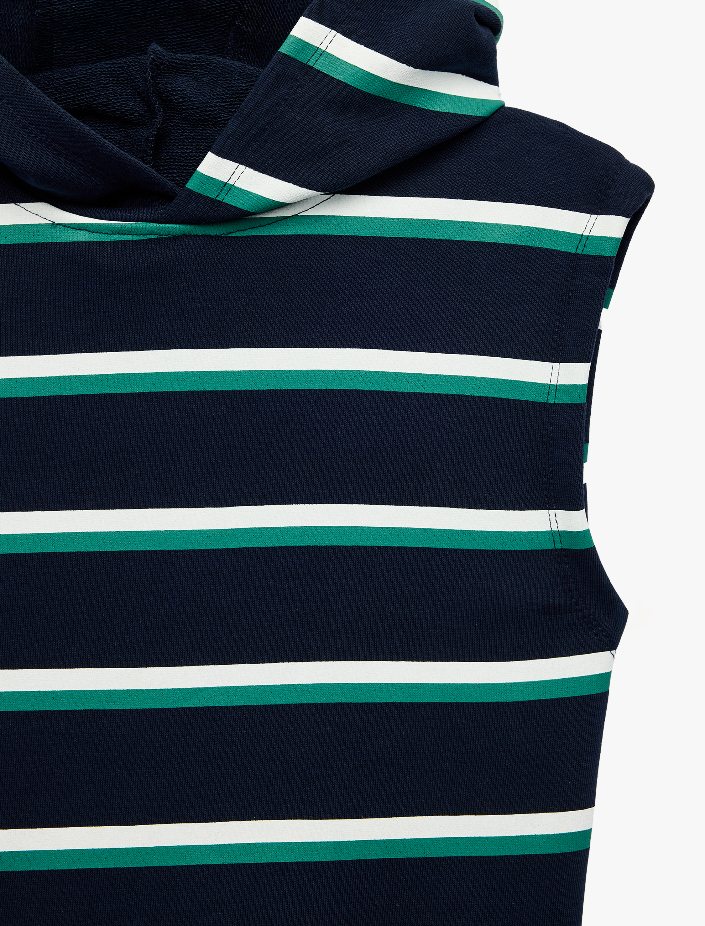  Erkek Çocuk Üç İplik Baskılı Oversize Kapşonlu Kolsuz Sweatshirt