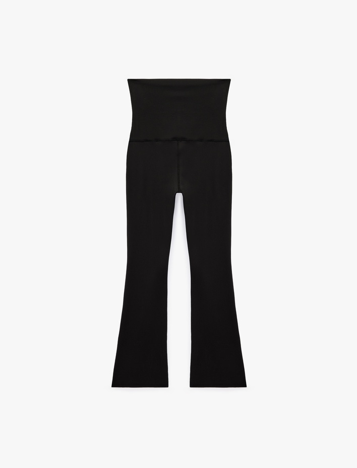  Yüksek Bel Slim Fit Büzgülü İspanyol Paça Spor Tayt