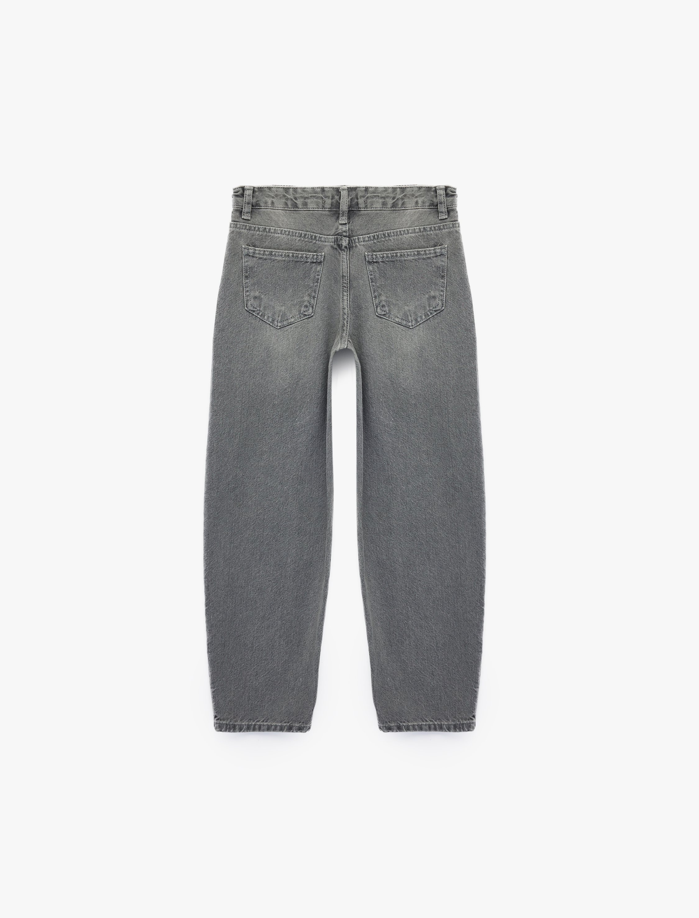  Erkek Çocuk Rahat Kesim Cep Detaylı Pamuklu Barrel Denim Pantolon