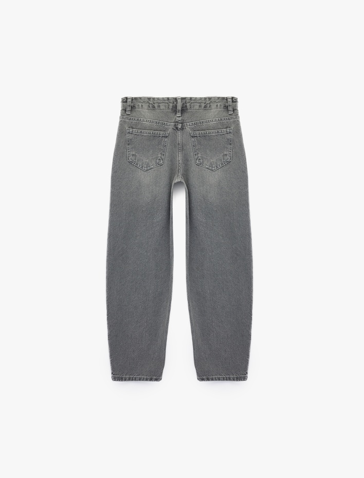 Erkek Çocuk Rahat Kesim Cep Detaylı Pamuklu Barrel Denim Pantolon