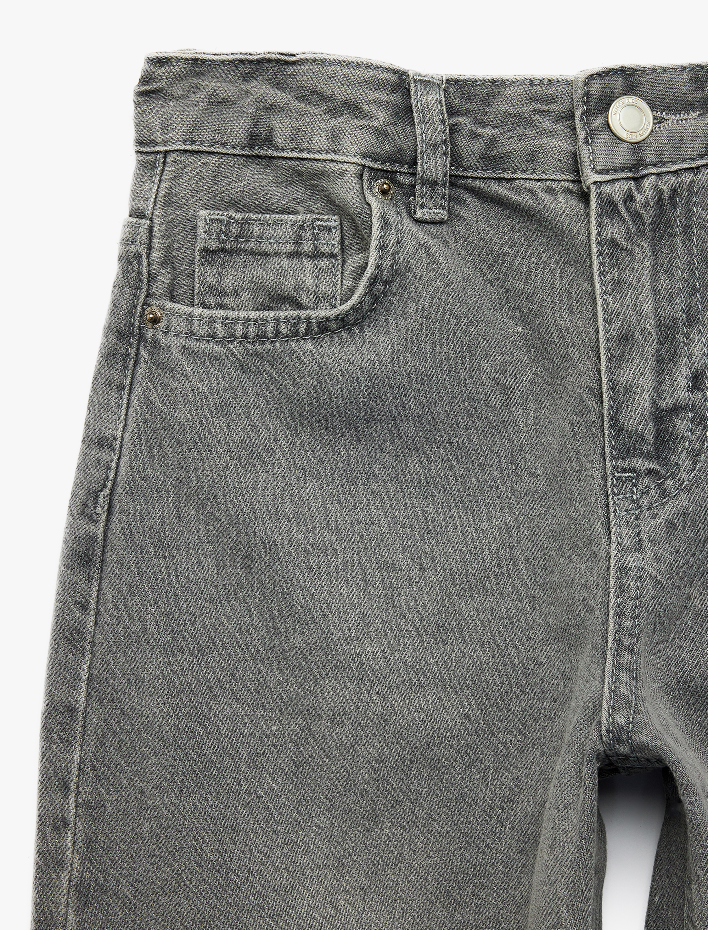  Erkek Çocuk Rahat Kesim Cep Detaylı Pamuklu Barrel Denim Pantolon