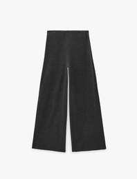 Beli Lastikli Uzun Geniş Paça Triko Pantolon