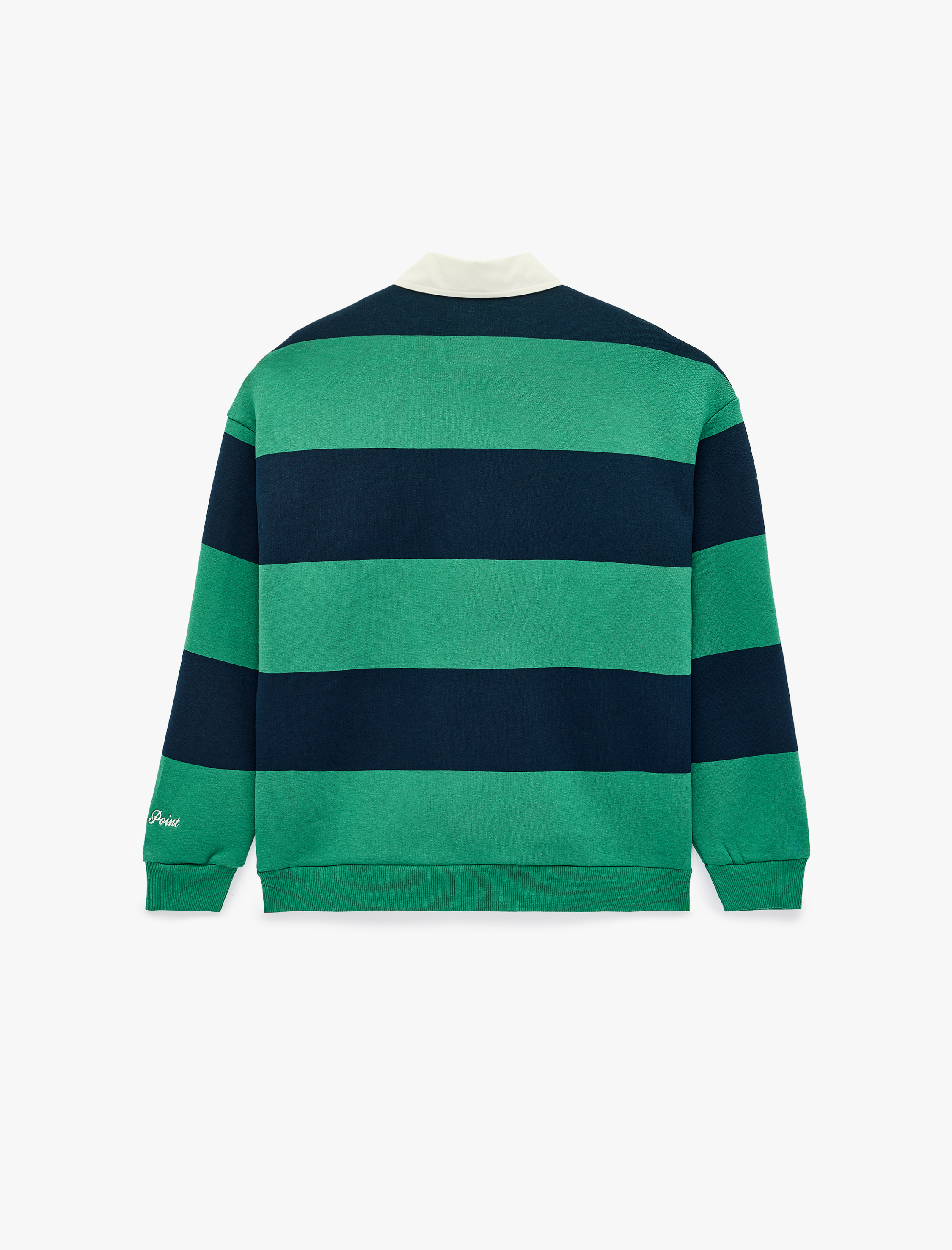   Rahat Kalıp Şardonlu Uzun Kollu Baskılı Çizgili Polo Yaka Sweatshirt