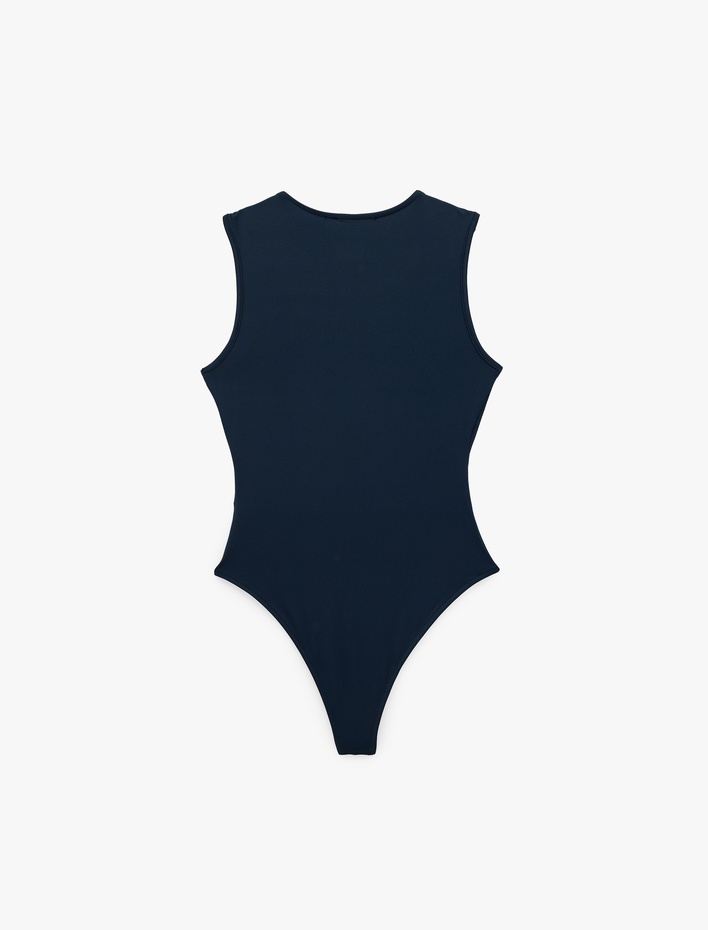 Slim Fit Kolsuz Bisiklet Yaka Bodysuit