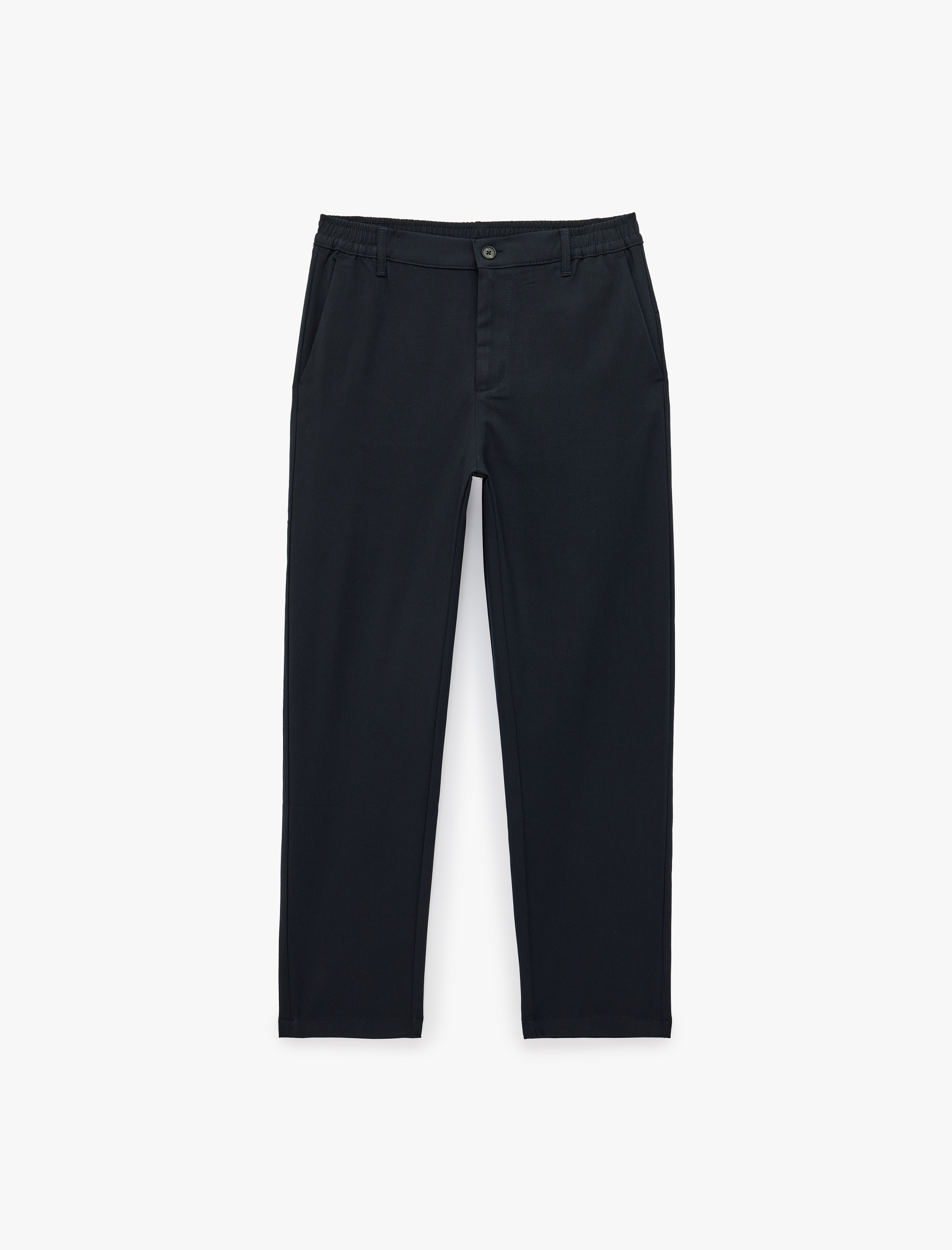   Viskon Karışımlı Cepli Beli Lastikli Düğmeli Slim Fit Pileli Kumaş Pantolon