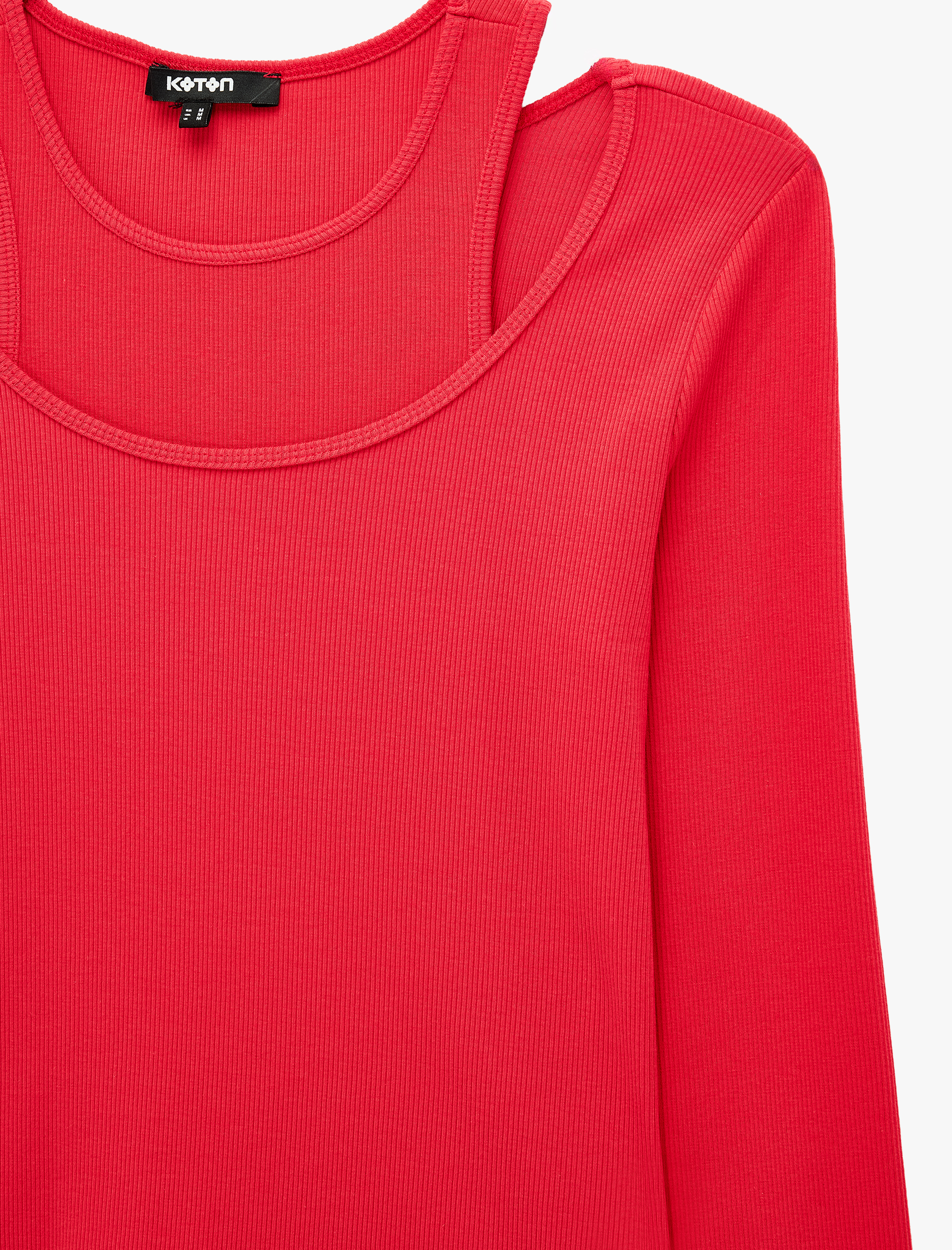   Slim Fit Pamuklu Uzun Kollu Çift Yaka Katmanlı Tişört