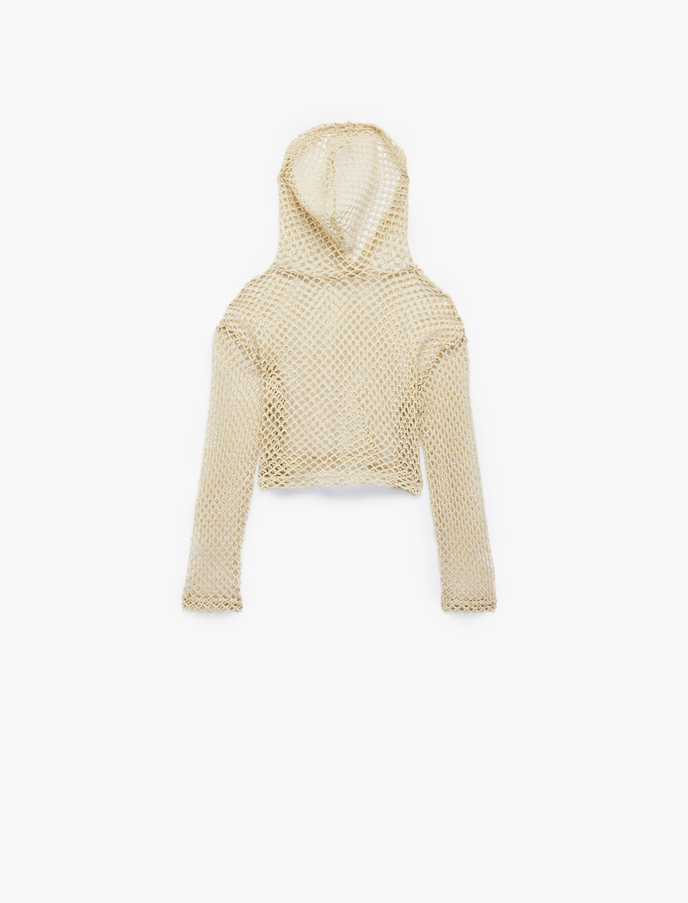 Kız Çocuk Uzun Kollu Kapşonlu File Sweatshirt