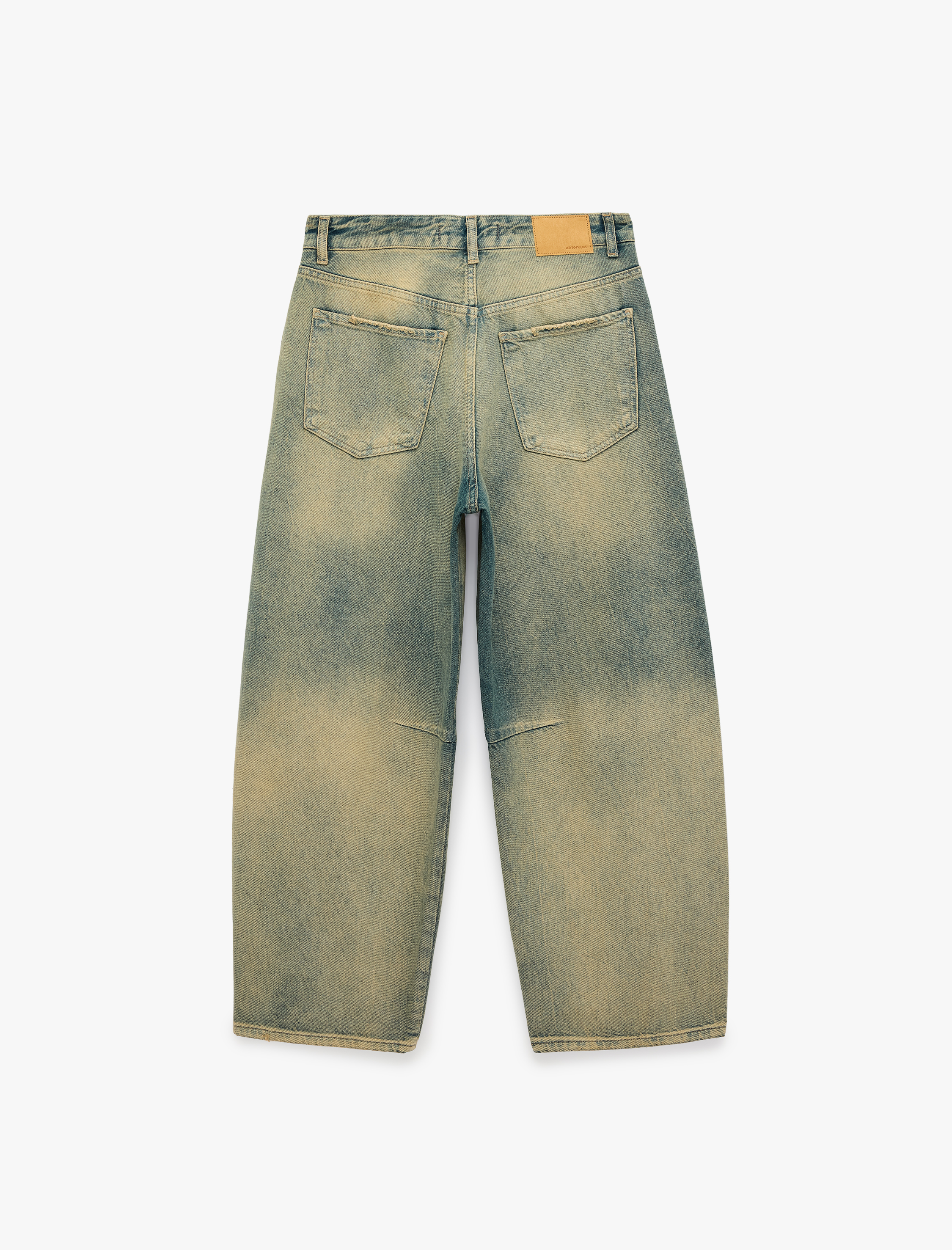   Normal Bel Rahat Kalıp Yırtık Detaylı Pamuklu Eskitmeli Barrel Denim Pantolon - Barrel Jeans
