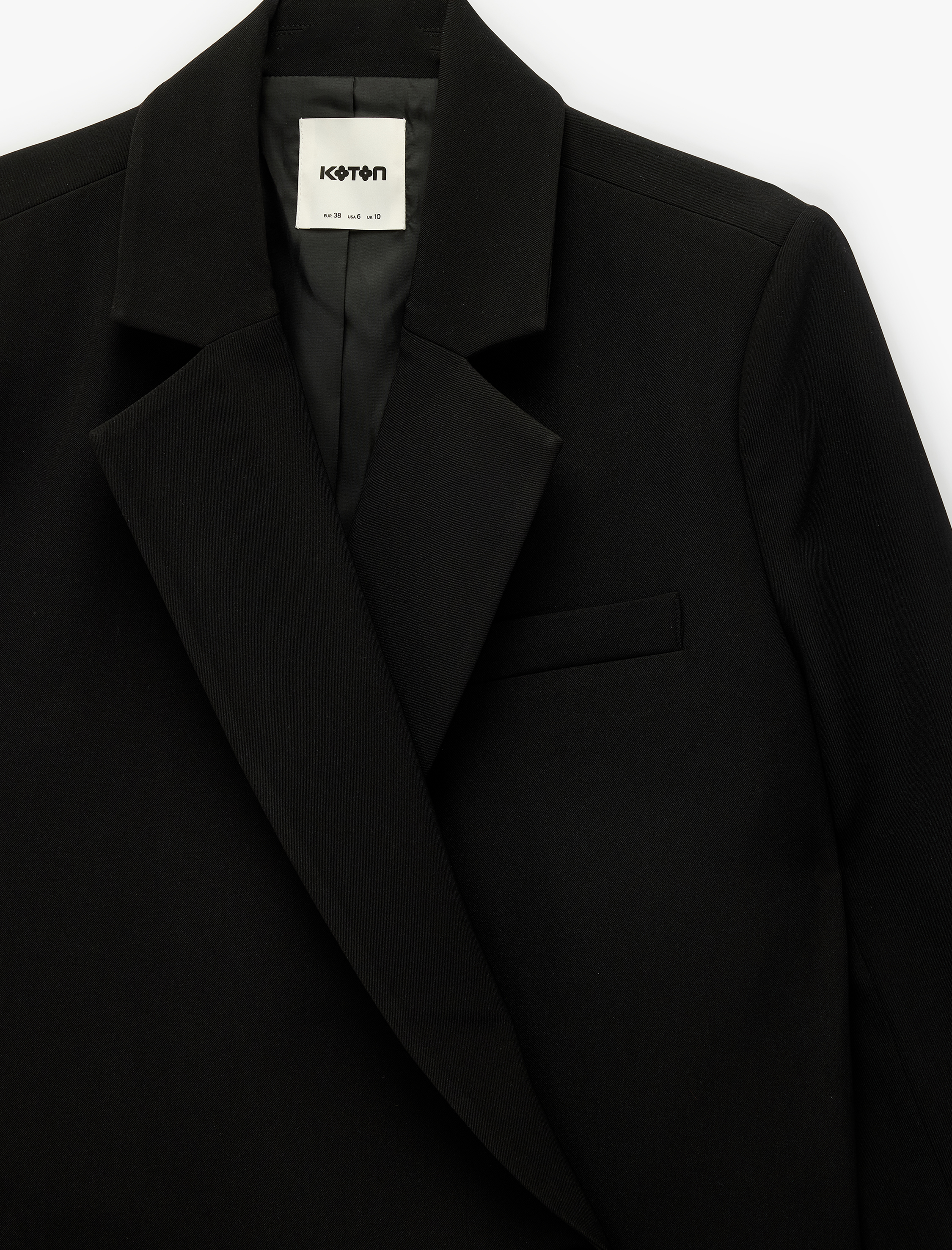   Uzun Kollu Klasik Yaka Cepli Kruvaze Oversize Blazer Ceket