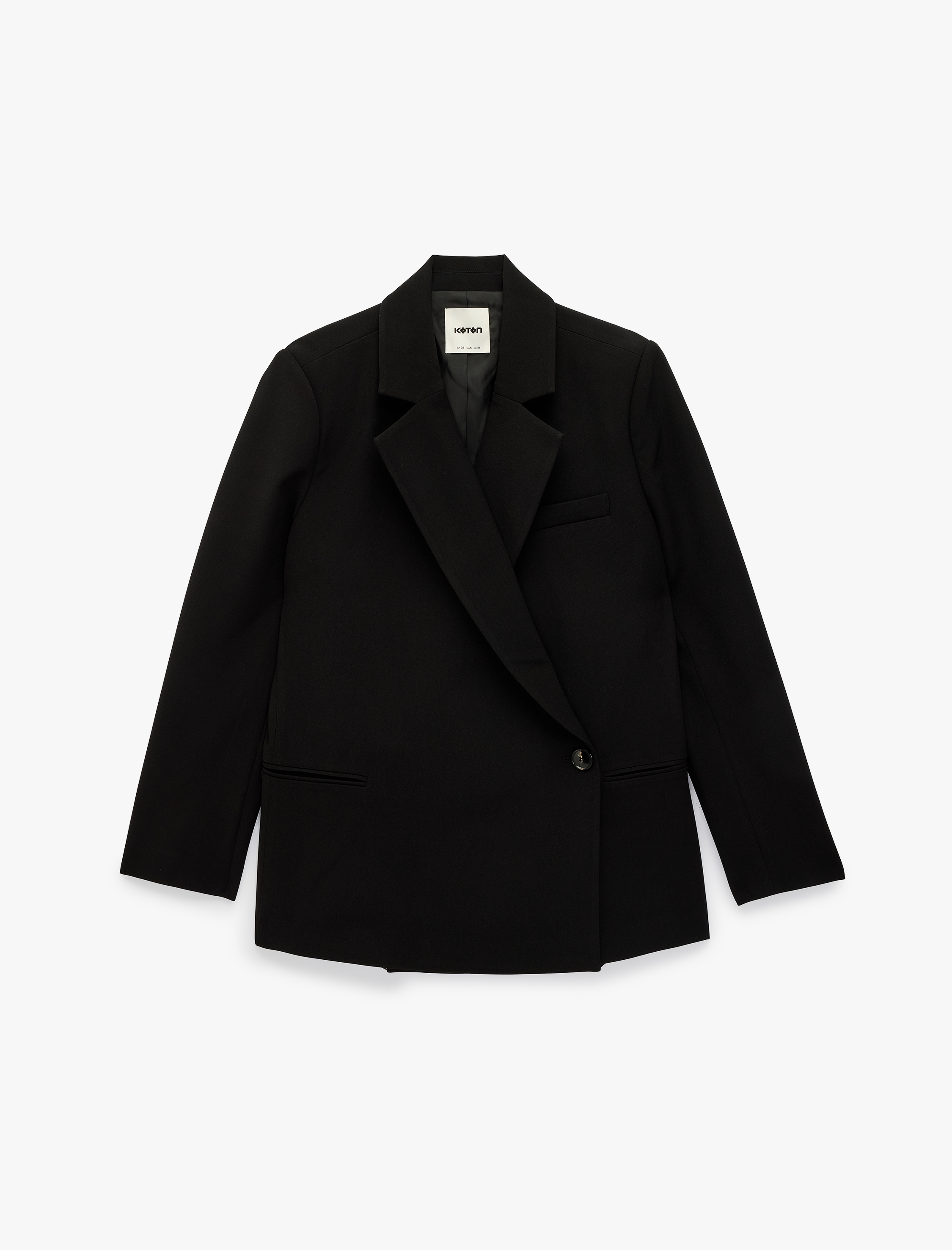   Uzun Kollu Klasik Yaka Cepli Kruvaze Oversize Blazer Ceket