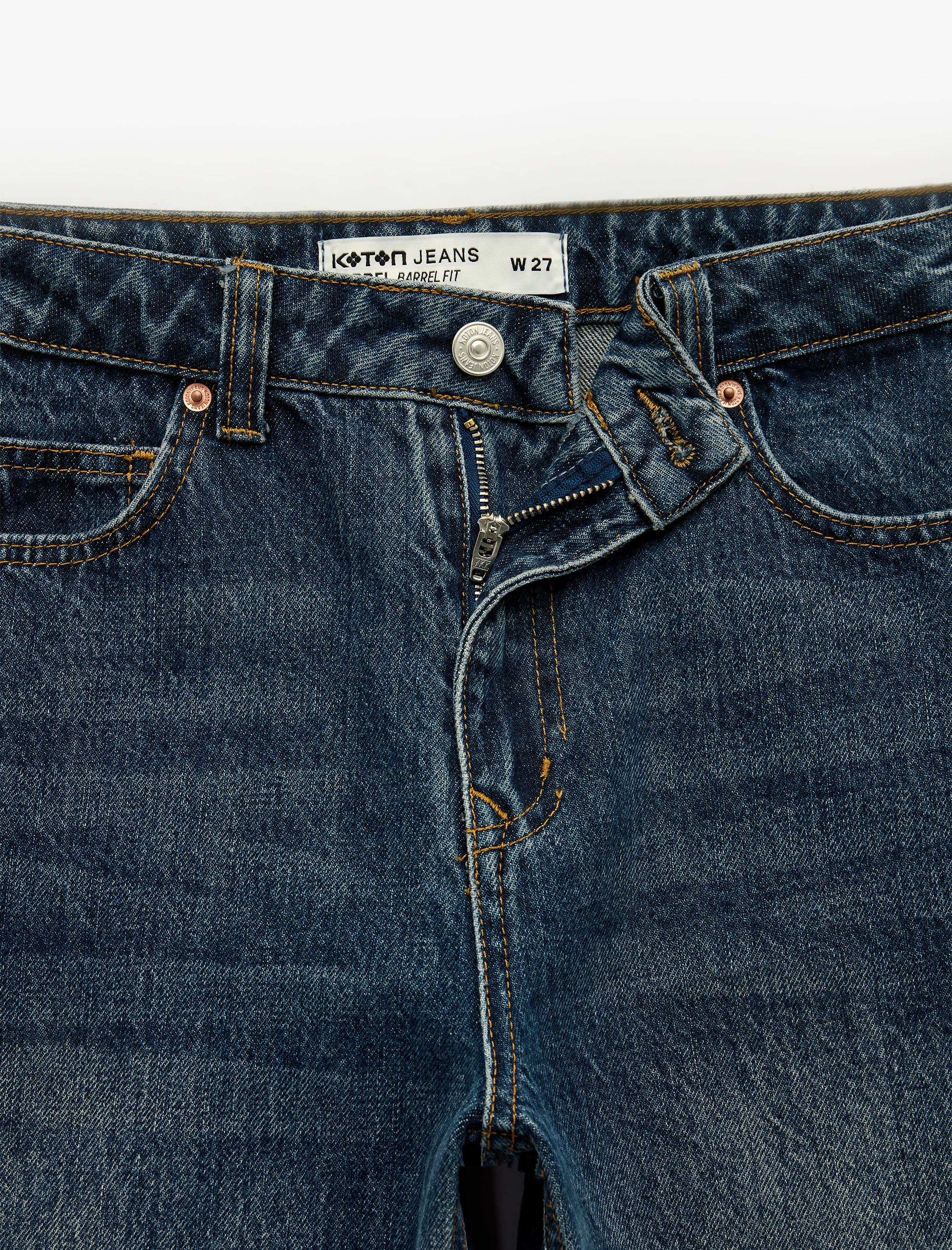  Cep Detaylı Normal Bel Pamuklu Rahat Kalıp Barrel Denim Pantolon - Barrel Jeans