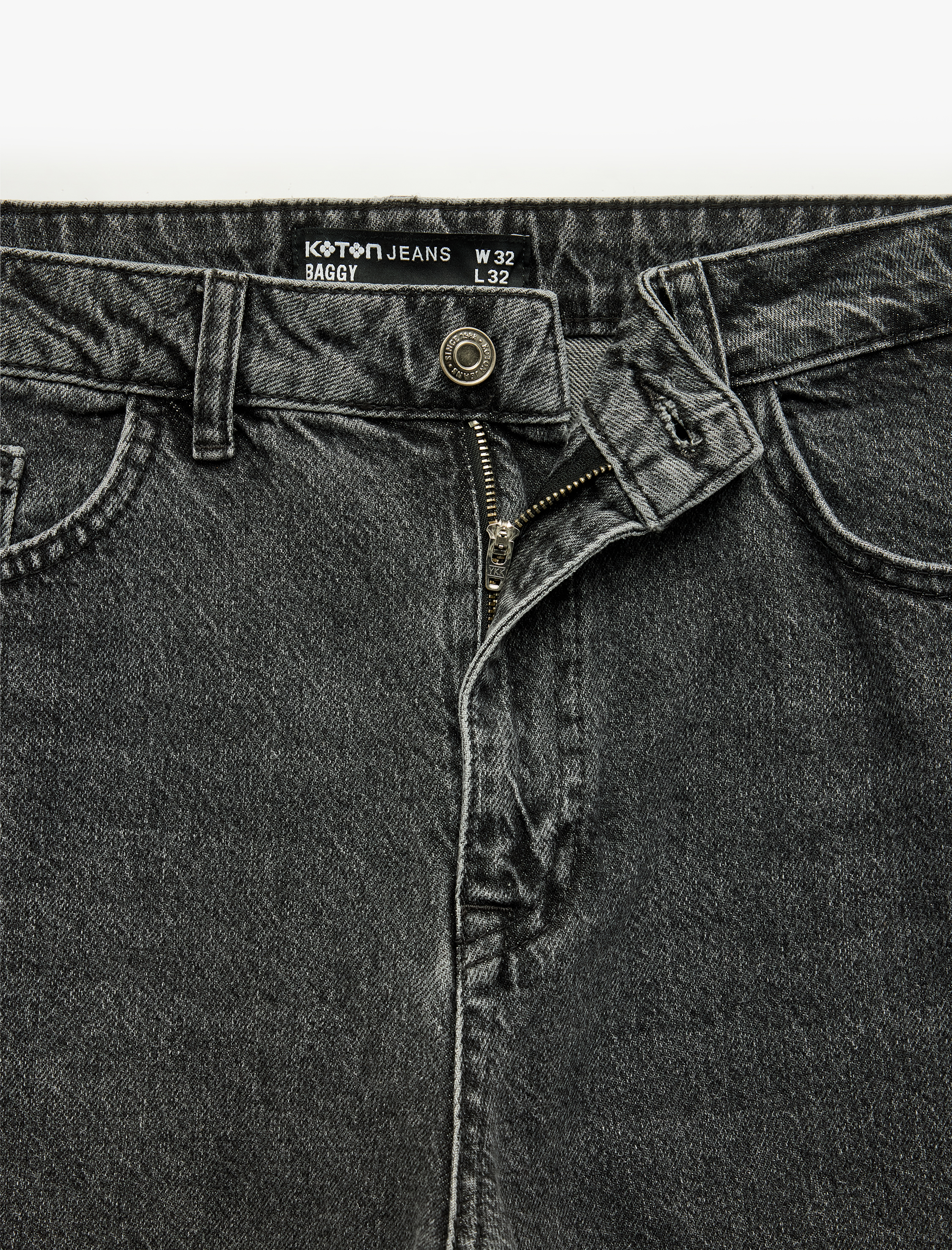   Normal Bel Cepli Rahat Kalıp Pamuklu Baggy Jean Pantolon