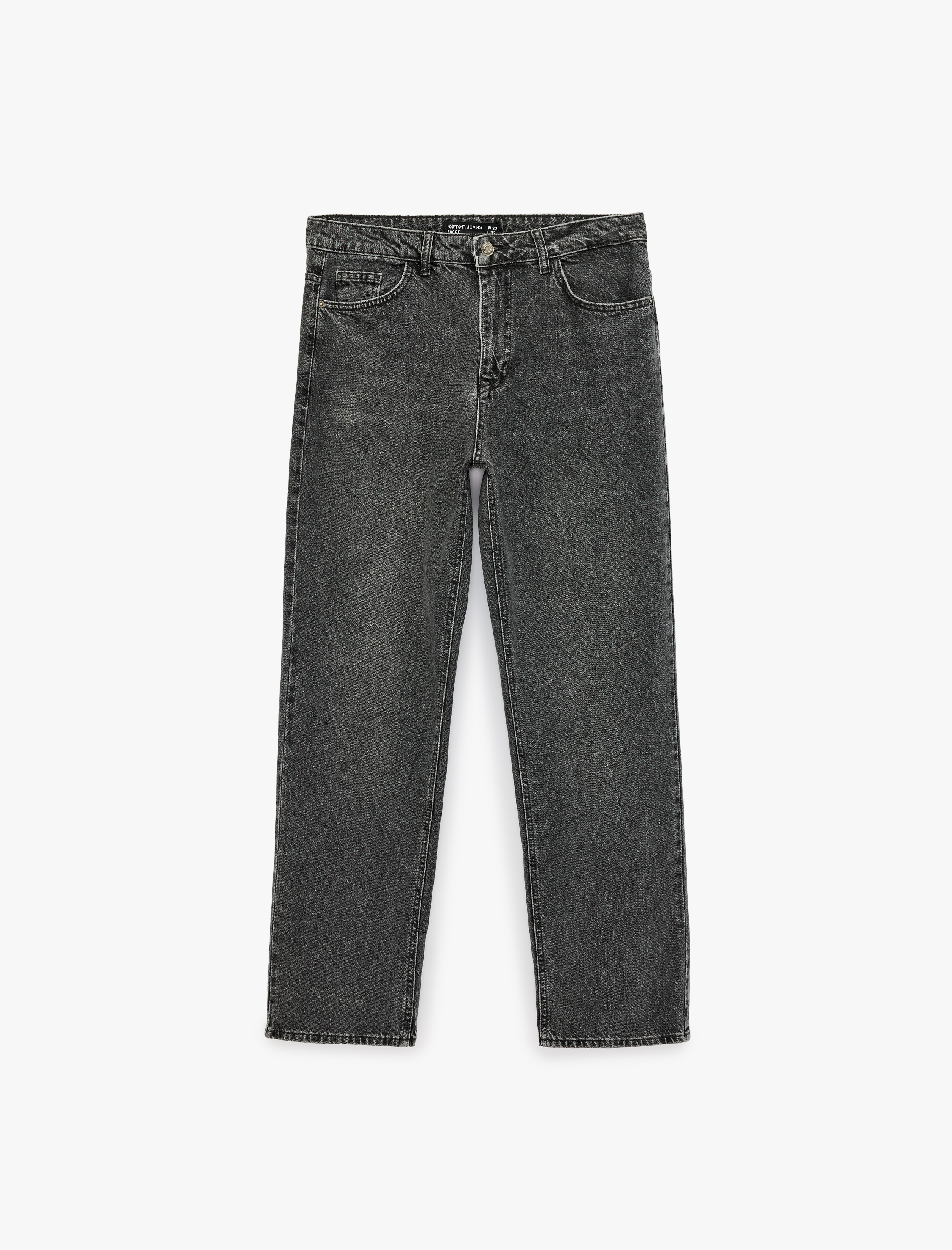   Normal Bel Cepli Rahat Kalıp Pamuklu Baggy Jean Pantolon