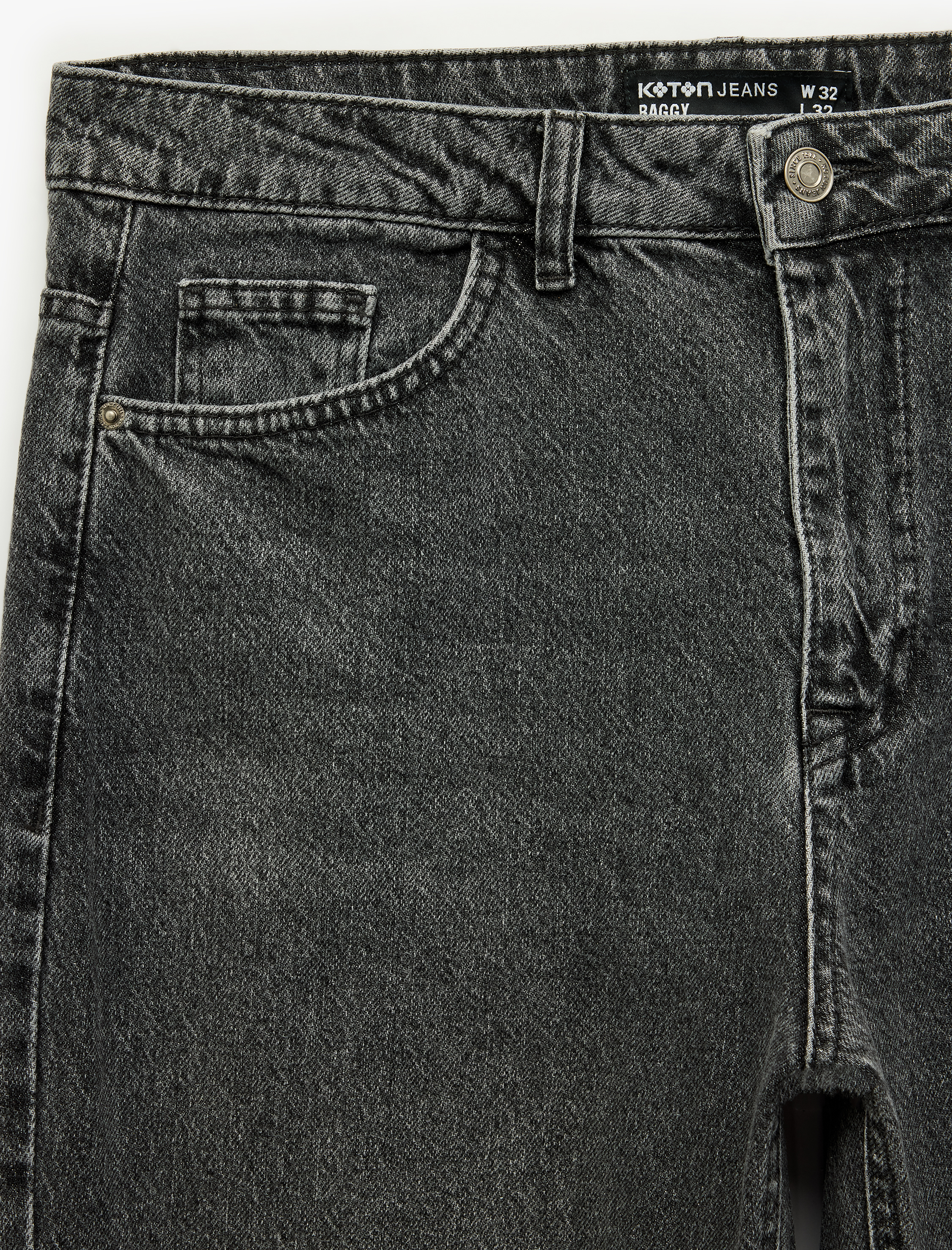   Normal Bel Cepli Rahat Kalıp Pamuklu Baggy Jean Pantolon