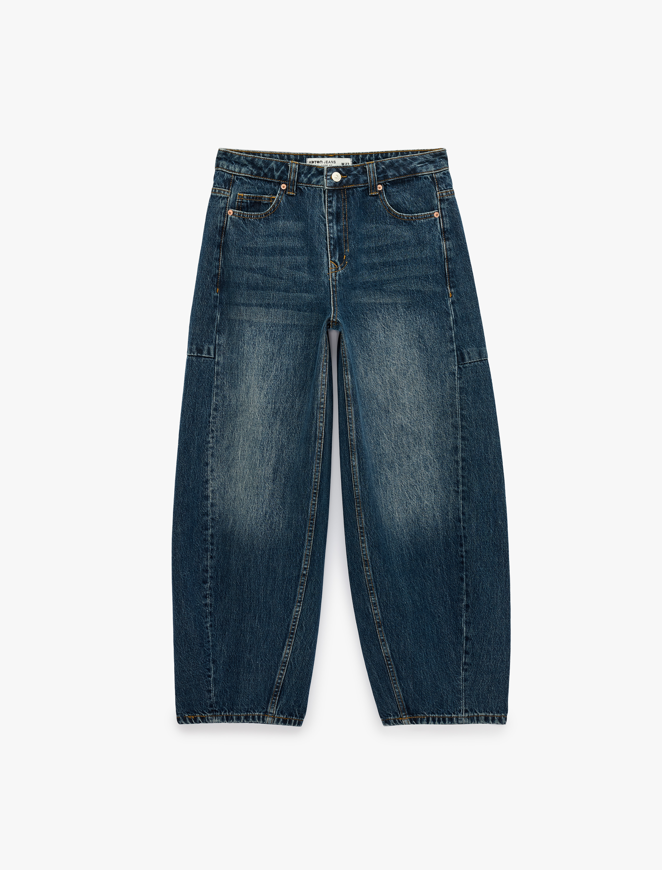   Cep Detaylı Normal Bel Pamuklu Rahat Kalıp Barrel Denim Pantolon - Barrel Jeans
