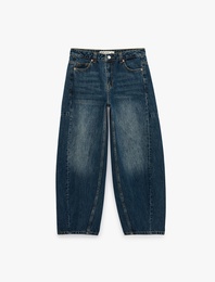 Cep Detaylı Normal Bel Pamuklu Rahat Kalıp Barrel Denim Pantolon - Barrel Jeans