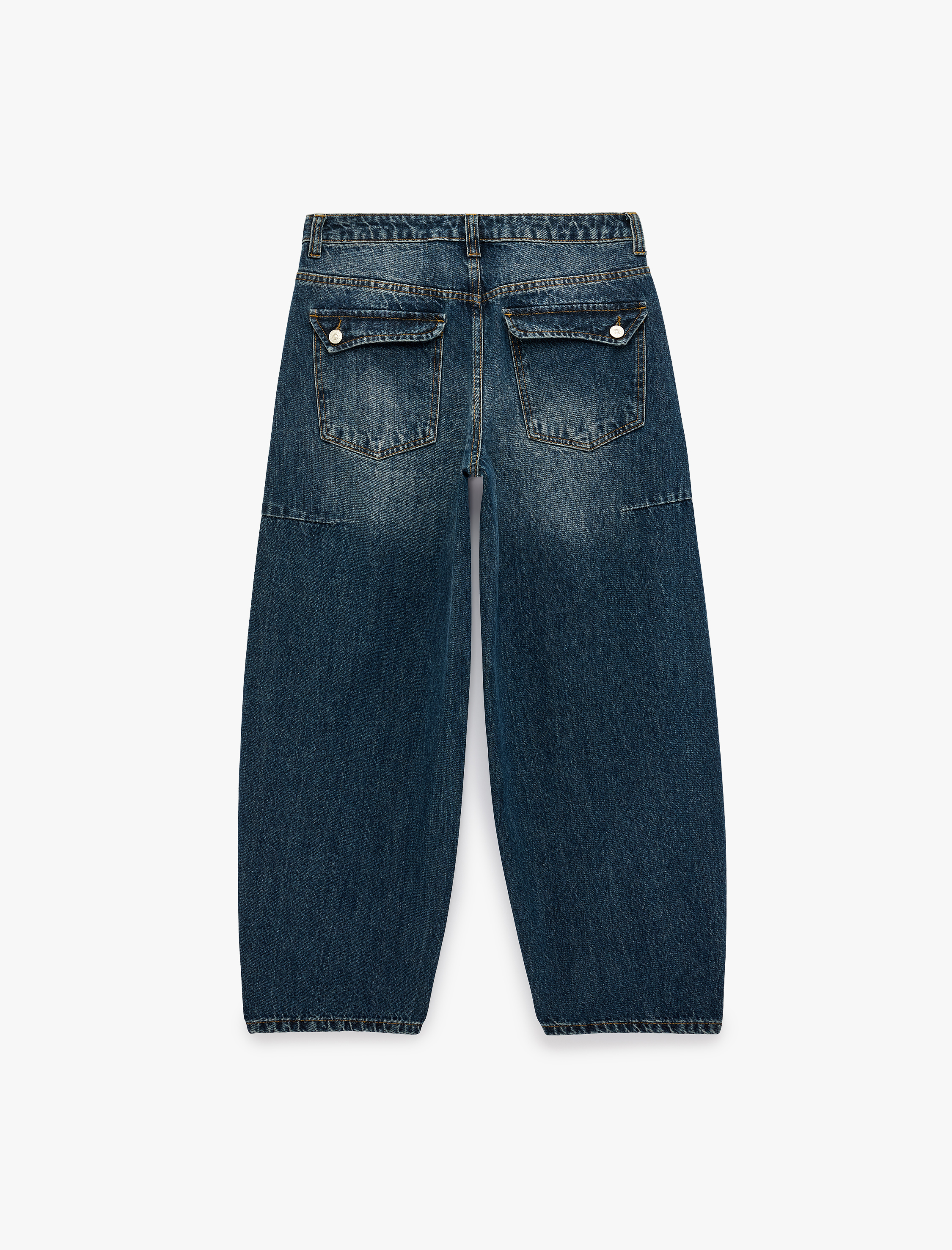   Cep Detaylı Normal Bel Pamuklu Rahat Kalıp Barrel Denim Pantolon - Barrel Jeans