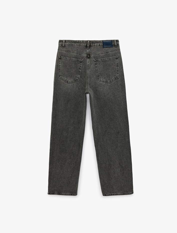  Pamuklu Cepli Rahat Kalıp Super Baggy Jean Pantolon