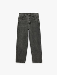 Pamuklu Cepli Rahat Kalıp Super Baggy Jean Pantolon