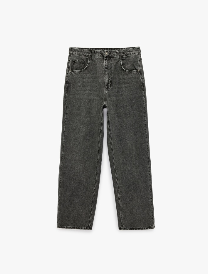  Pamuklu Cepli Rahat Kalıp Super Baggy Jean Pantolon