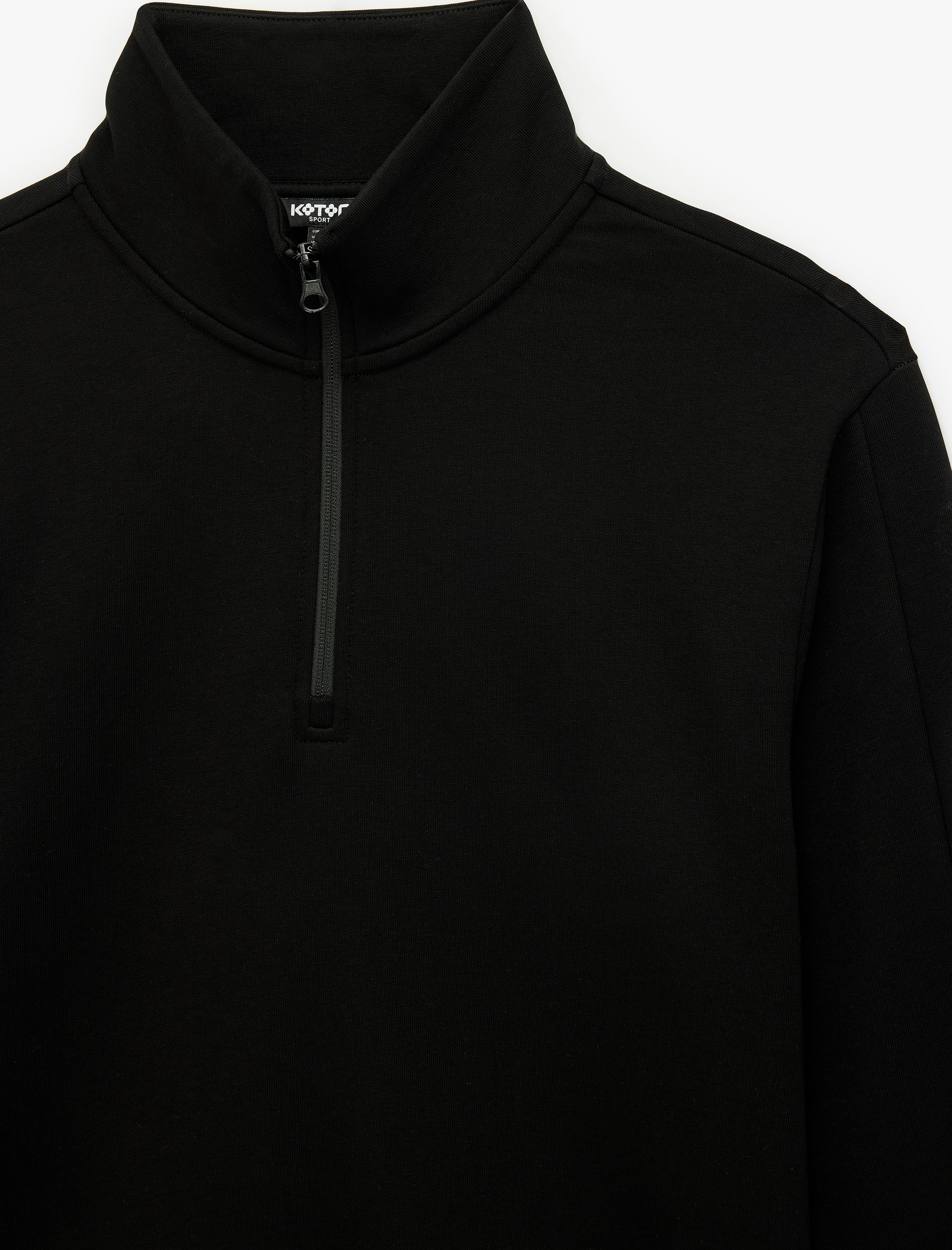   Pamuklu Straight Fit Uzun Kollu Yarım Fermuarlı Dik Yaka Spor Sweatshirt