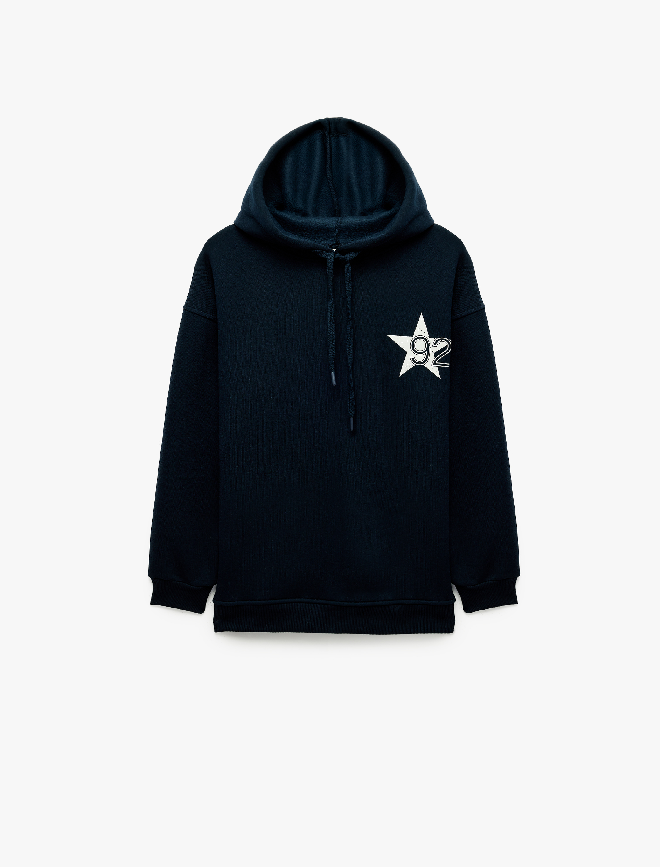   Kolej Baskılı Şardonlu Rahat Kalıp Uzun Kollu Kapüşonlu Sweatshirt
