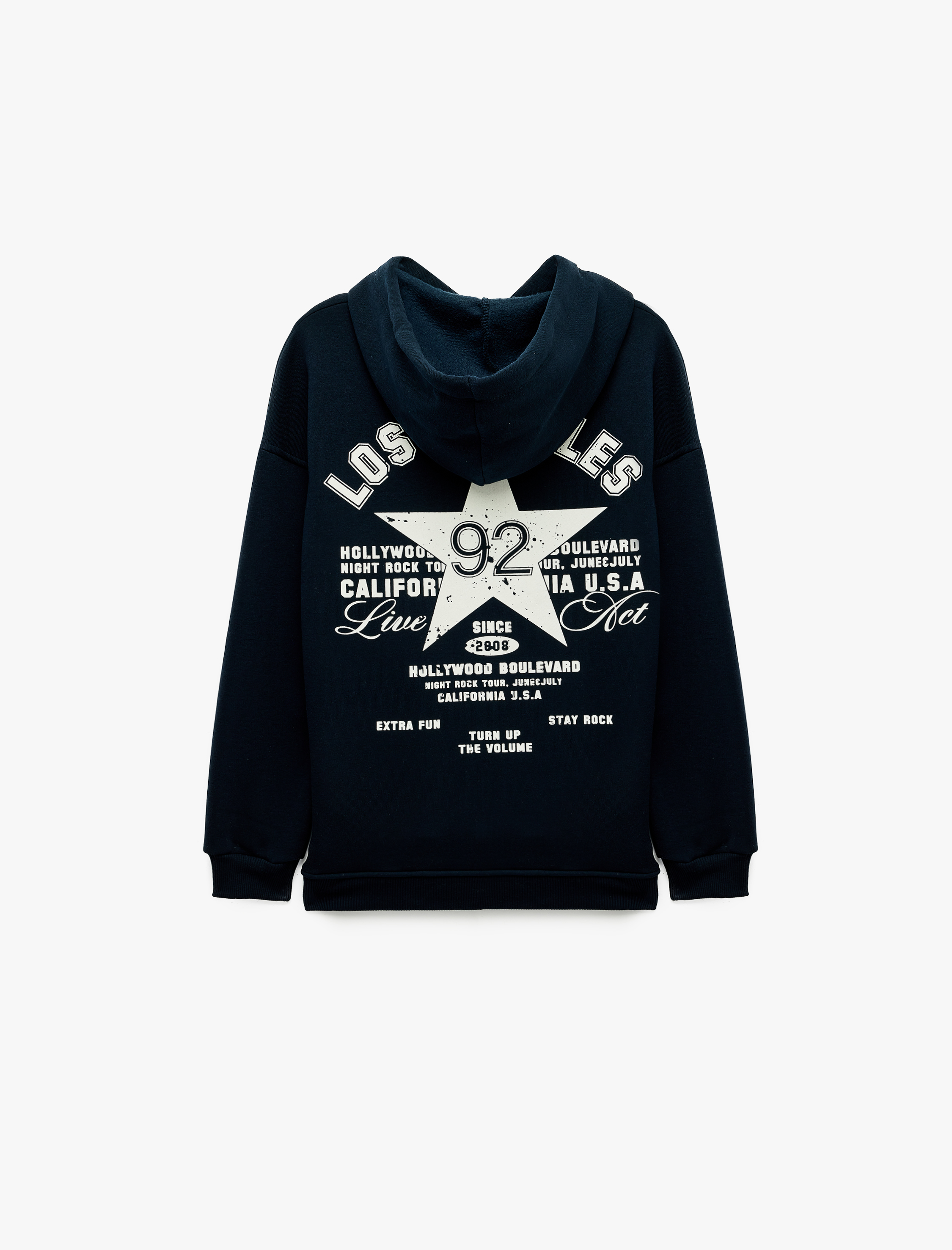   Kolej Baskılı Şardonlu Rahat Kalıp Uzun Kollu Kapüşonlu Sweatshirt