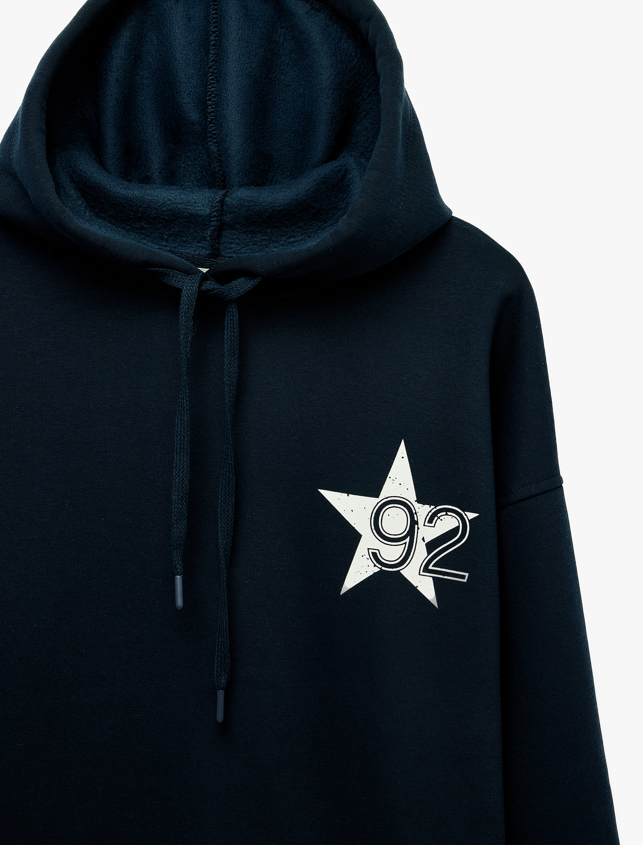   Kolej Baskılı Şardonlu Rahat Kalıp Uzun Kollu Kapüşonlu Sweatshirt