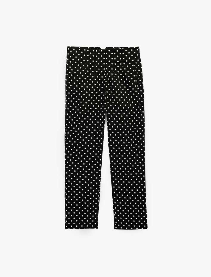  Pamuklu Yüksek Bel Slim Fit Puantiyeli Cepli Cigarette Pantolon