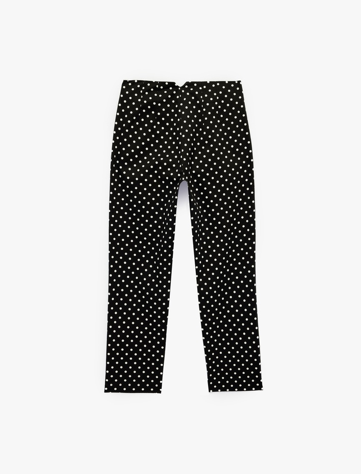  Pamuklu Yüksek Bel Slim Fit Puantiyeli Cepli Cigarette Pantolon