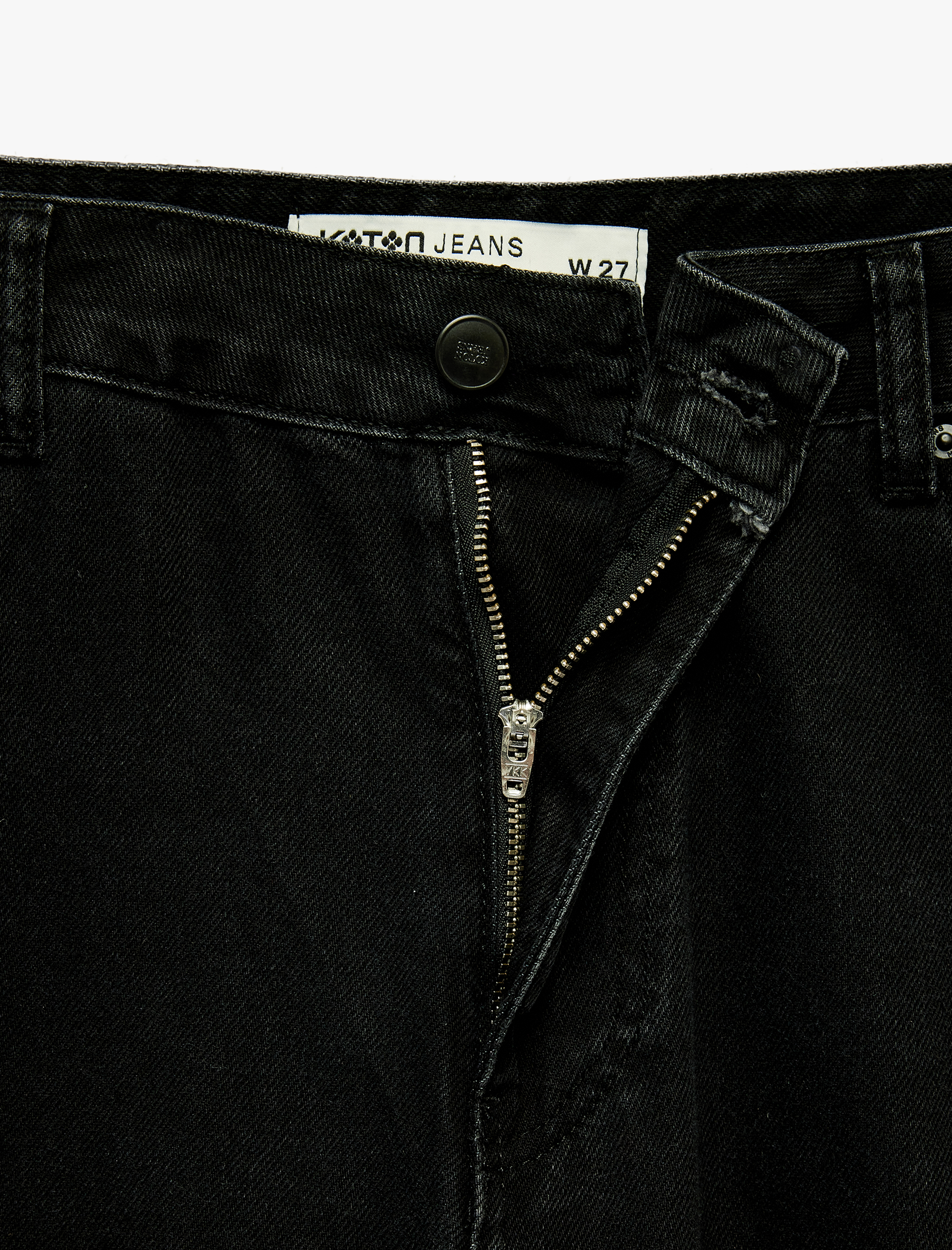   Dantel Detaylı Normal Bel Pamuklu Geniş Paça Denim Pantolon -  Wide Leg Jeans