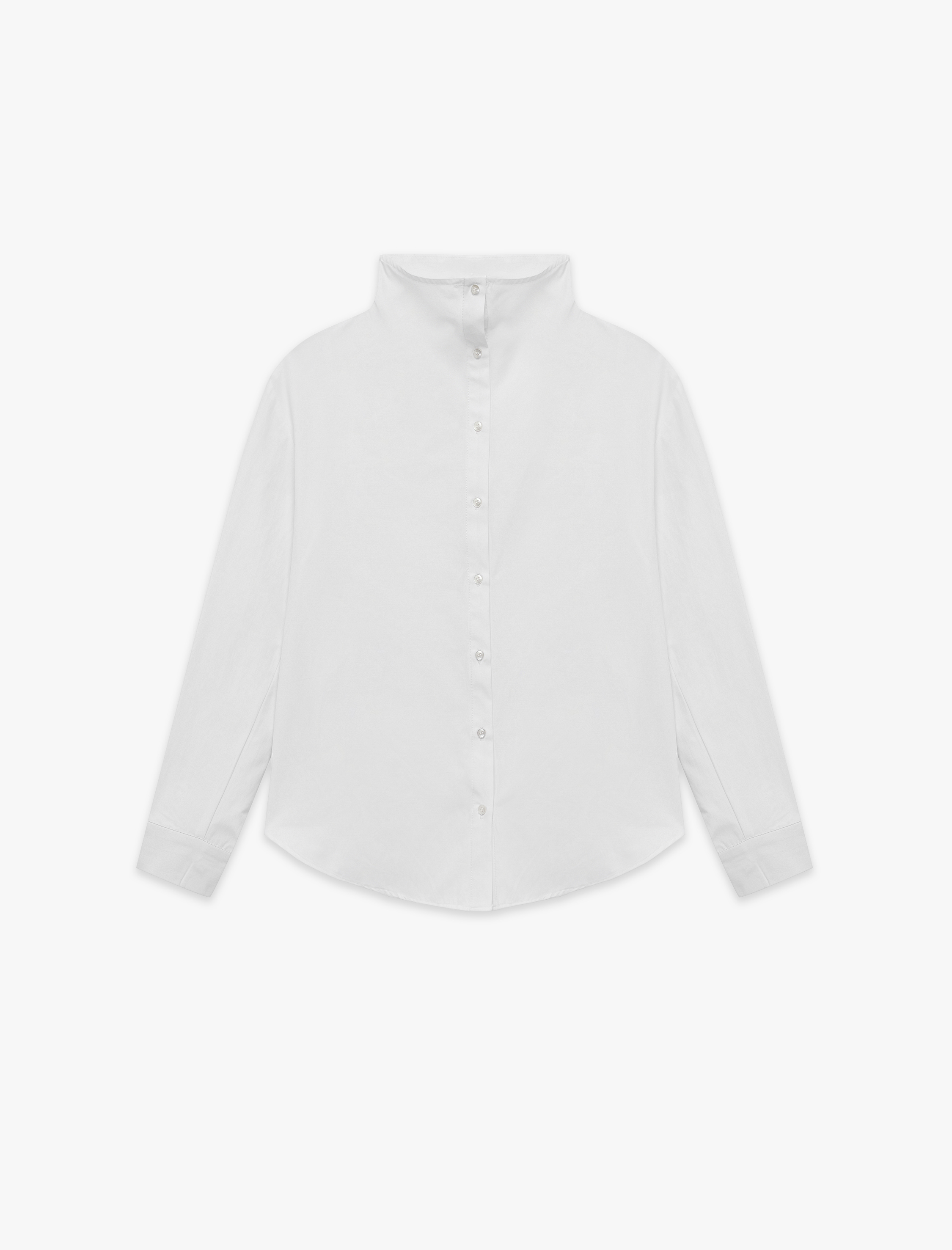   Slim Fit Uzun Kollu Düğmeli Katlanabilir Dik Yaka Gömlek