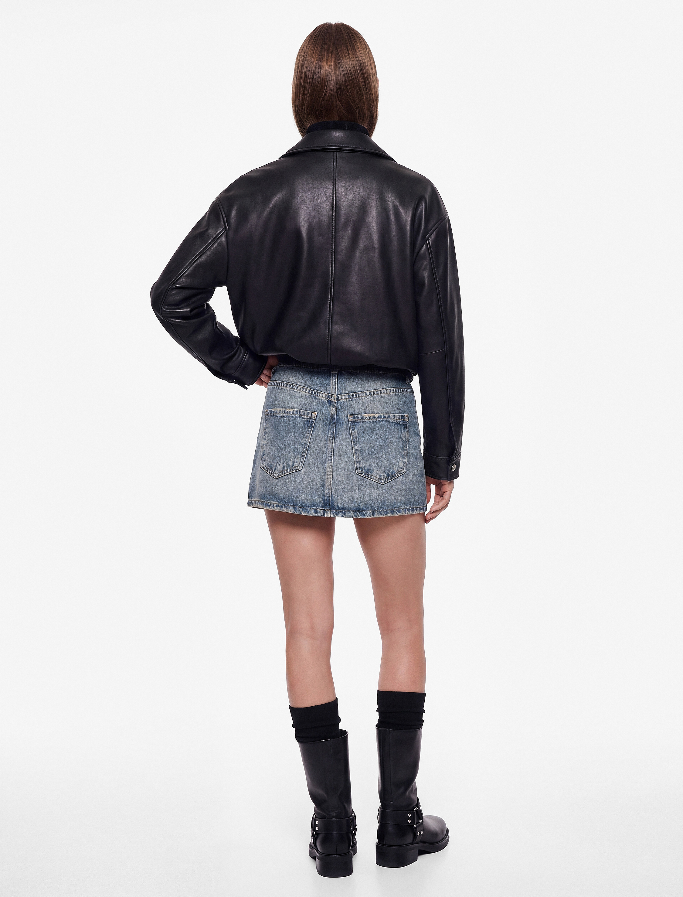   Pamuklu Düğmeli Slim Fit Mini Denim Şort Etek