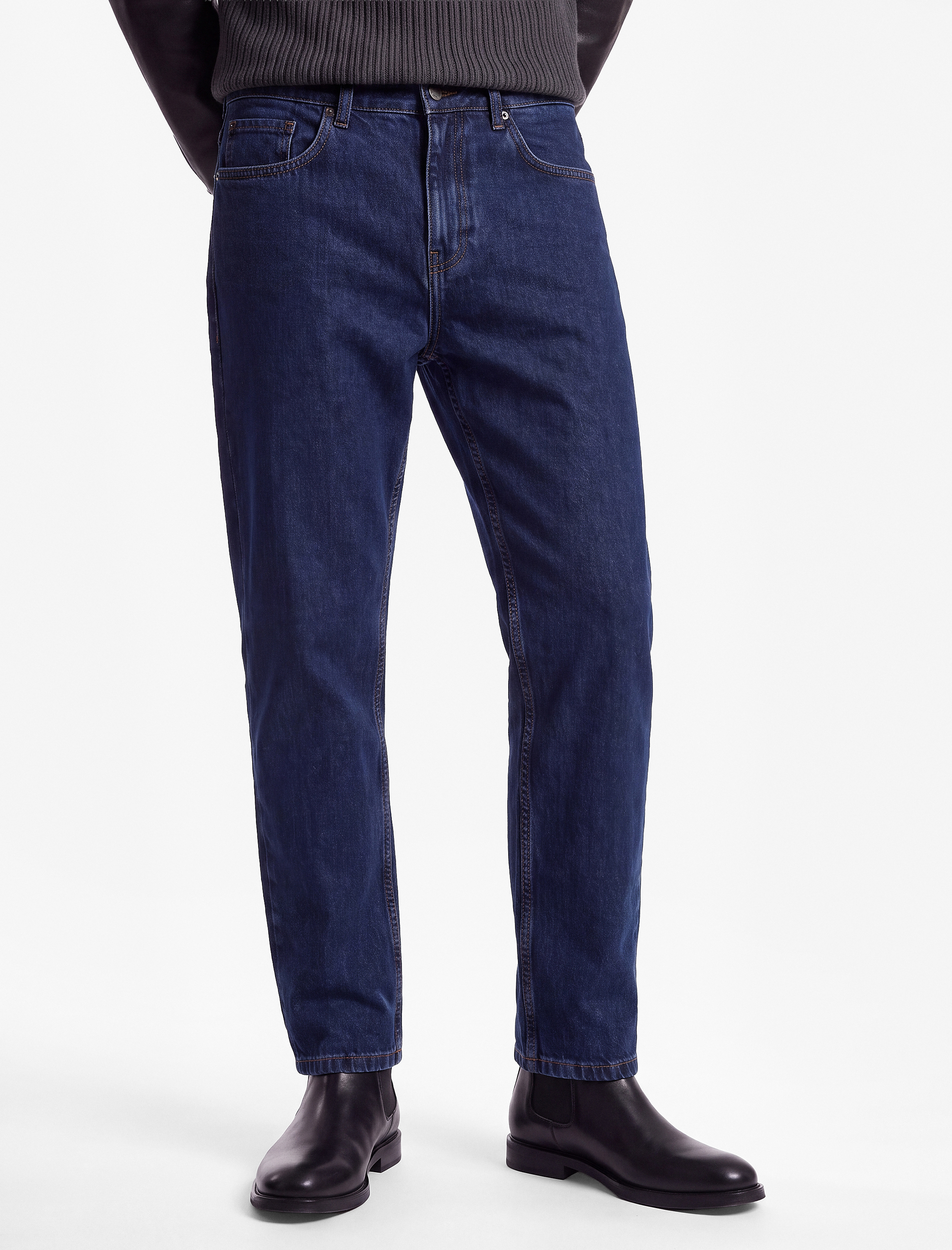   Normal Bel Cepli Pamuklu Vintage Straight Fit Jean Pantolon
