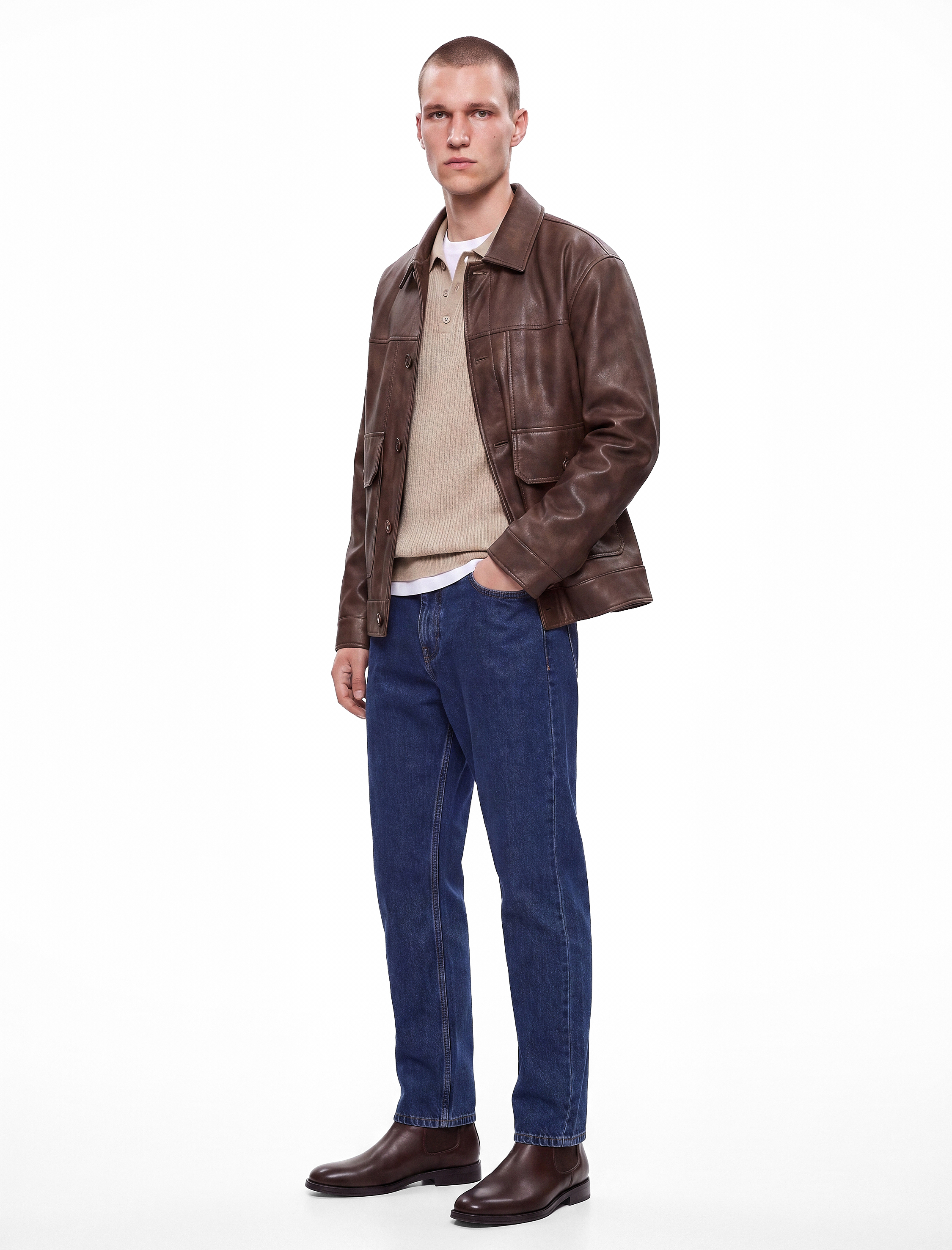   Normal Bel Cepli Pamuklu Vintage Straight Fit Jean Pantolon