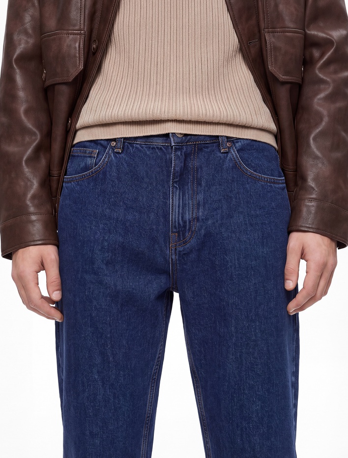  Normal Bel Cepli Pamuklu Vintage Straight Fit Jean Pantolon