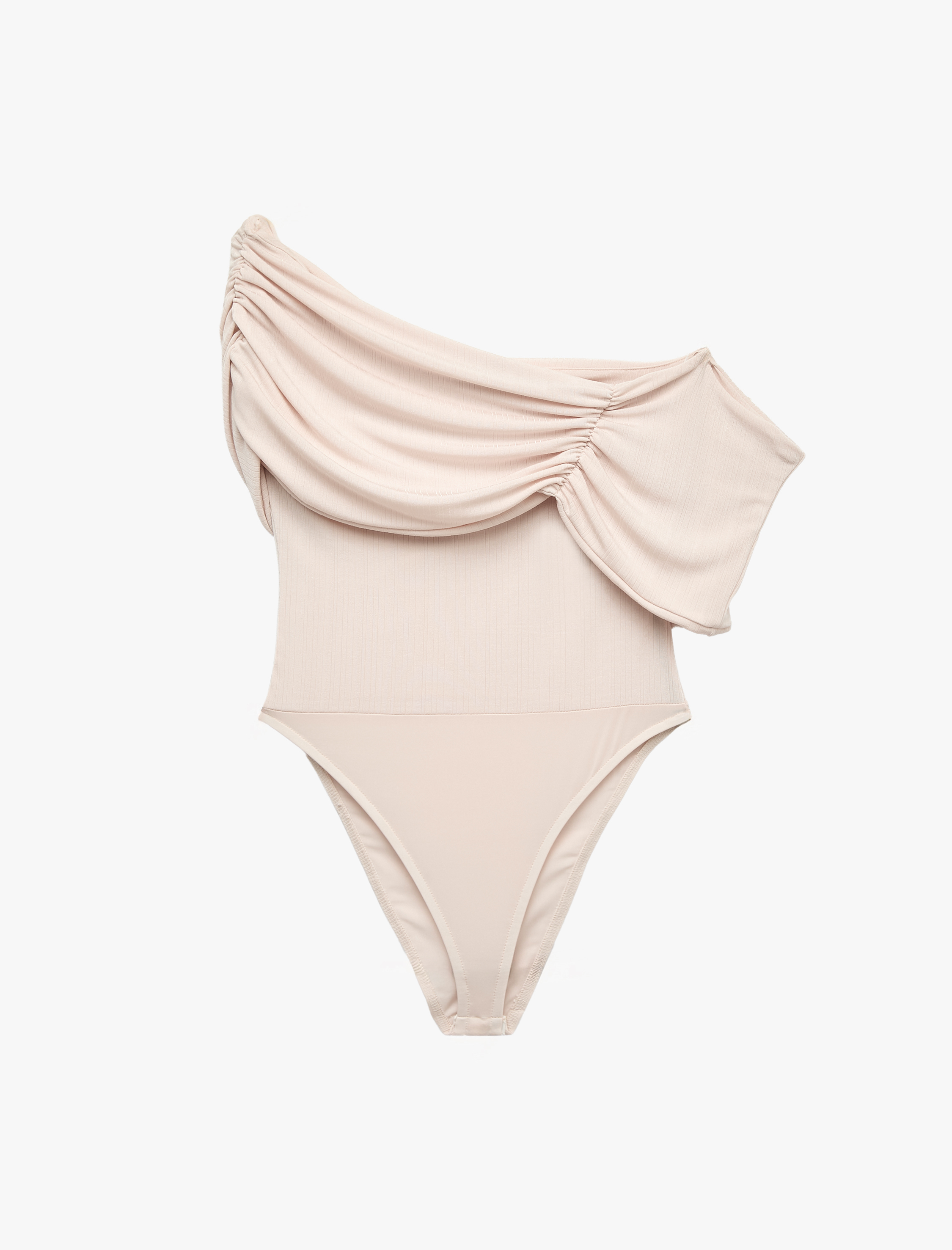 Koton Drapeli Slim Fit Straplez Açık Omuz Bodysuit görsel 6