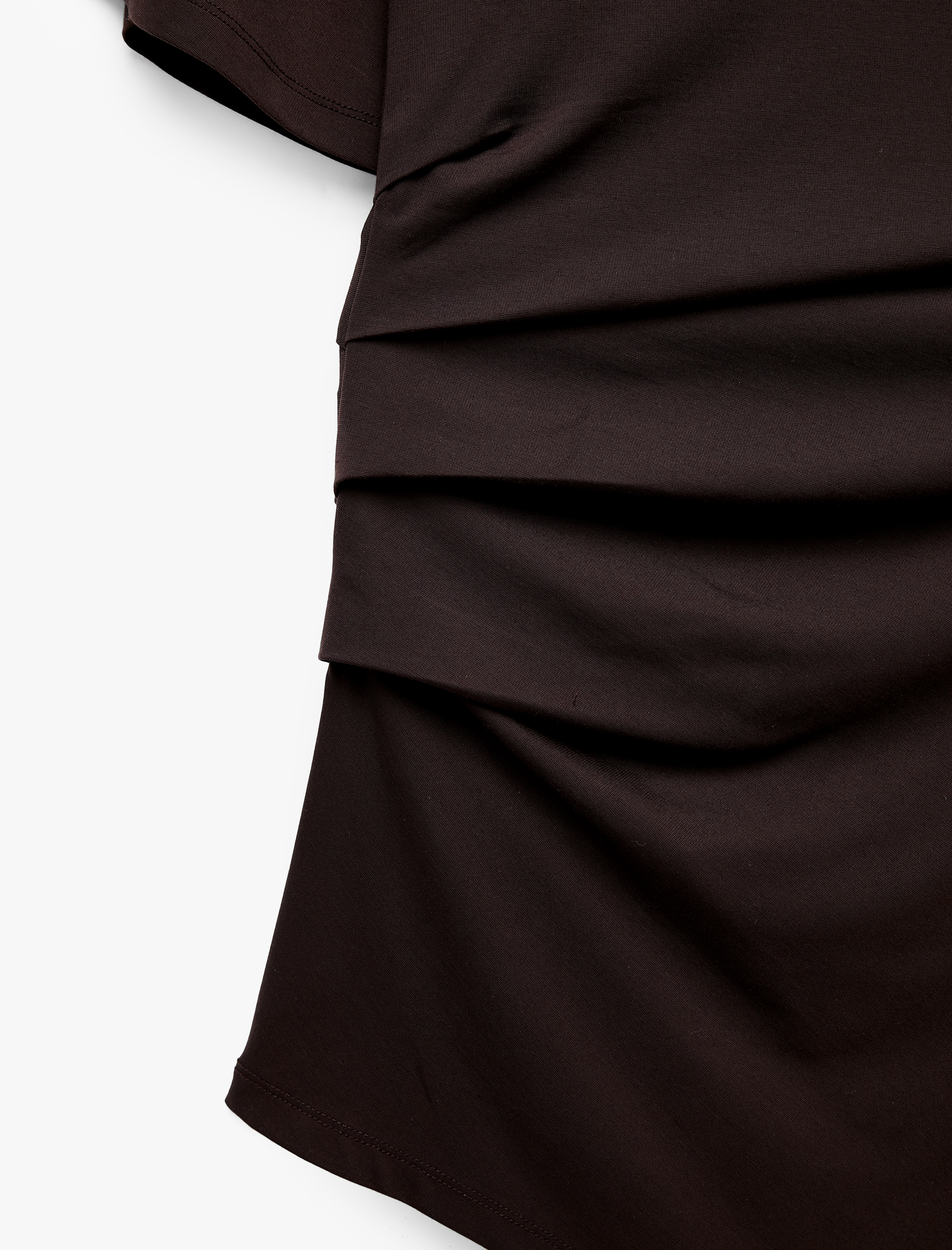   Slim Fit Kısa Kollu Bisiklet Yaka Drapeli Asimetrik Uzun Tişört