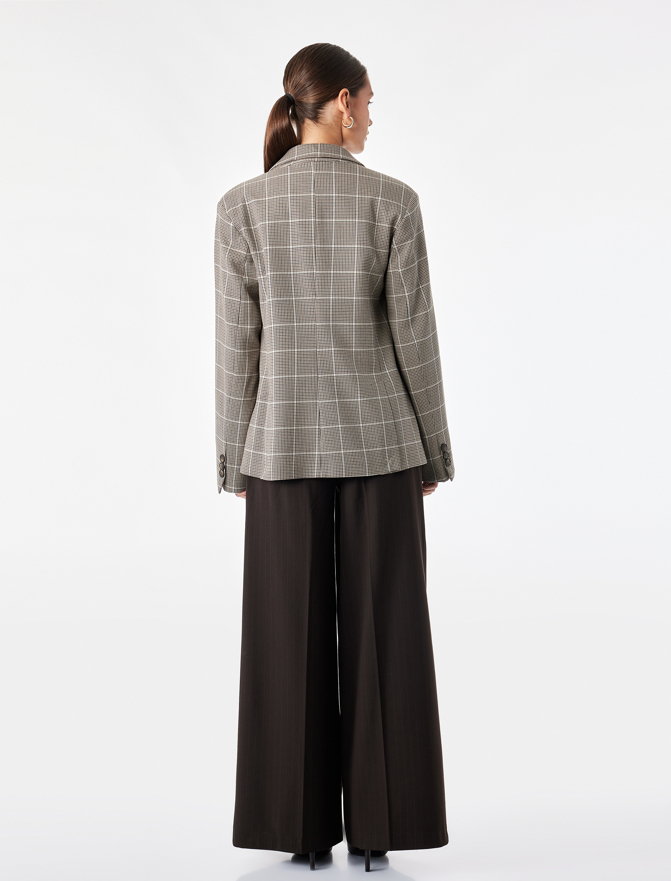 Koton Regular Fit Uzun Kollu Klasik Yaka Cepli Düğmeli Ekose Blazer Ceket görsel 4