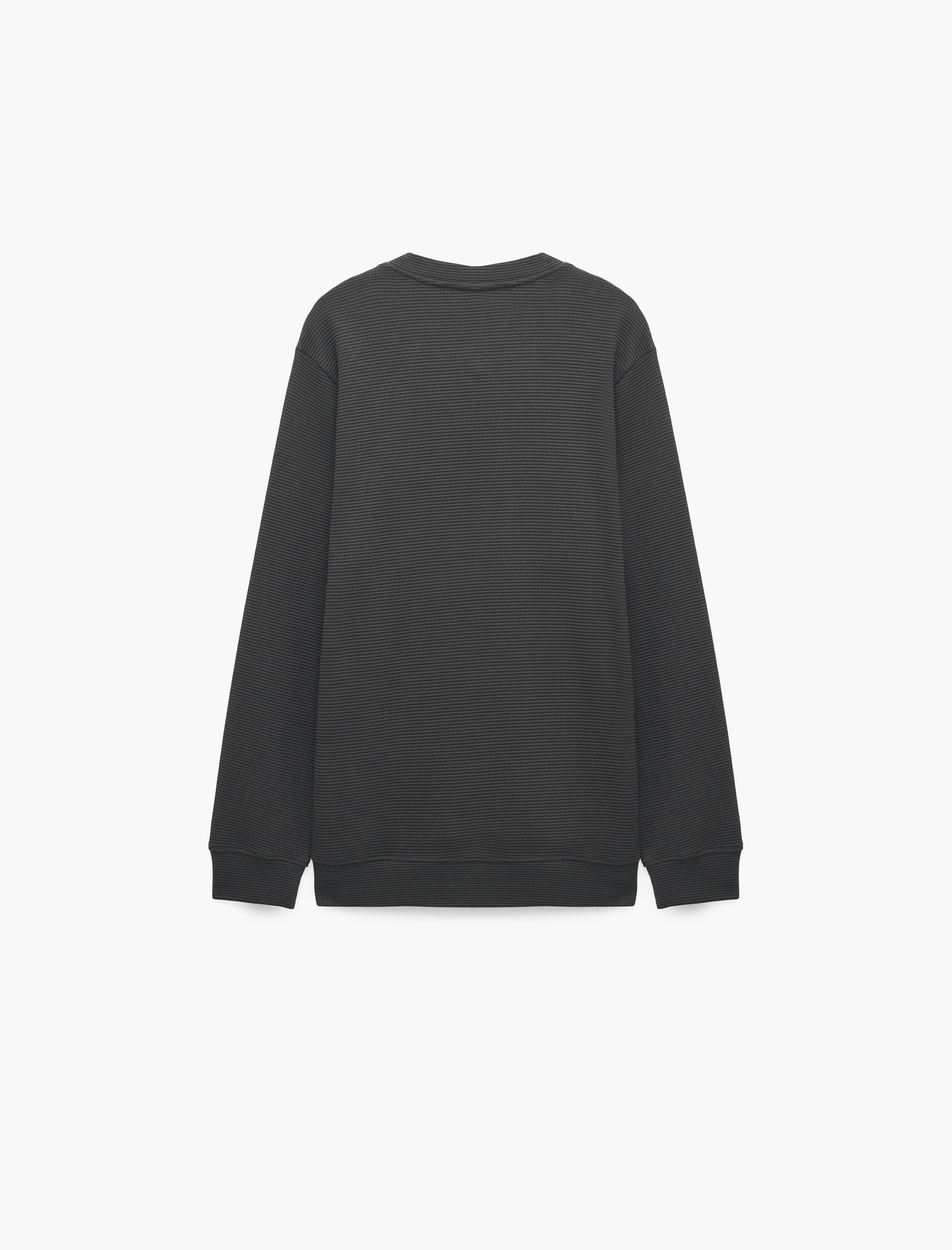 Koton Uzun Kollu Pamuklu Waffle Dokulu Henley Yaka Sweatshirt görsel 7